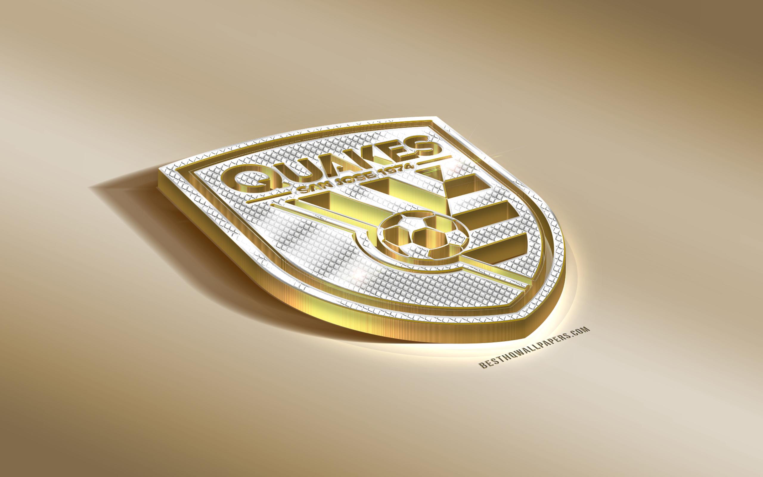 2560x1600 Download wallpaper San Jose Earthquakes, American Soccer club, Golden Silver logo, San Jose, California, USA, MLS, 3D golden emblem, creative 3D art, football, Major League Soccer for desktop with resolution 2560x1600. High