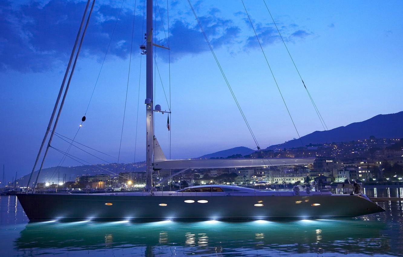 1332x850 Wallpaper Marina, the evening, yacht, Spain, Ibiza, Ibiza, luxury sailing yacht image for desktop, section пейзажи