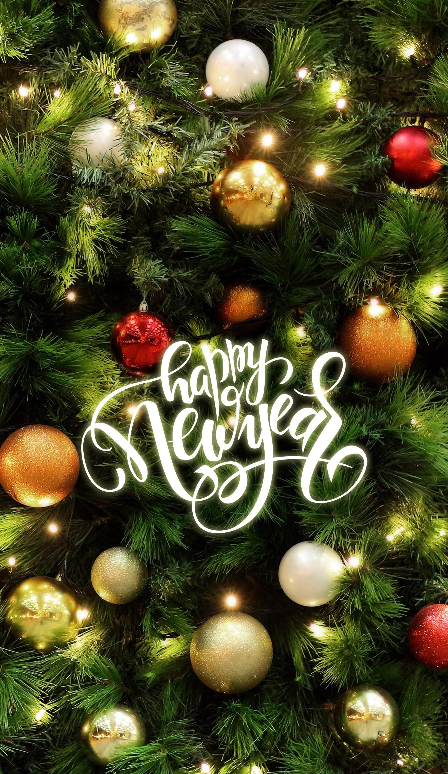1500x2592 Wallpaper IPhone Holidays Happy New Year Âšª Data Tree Lights Balls