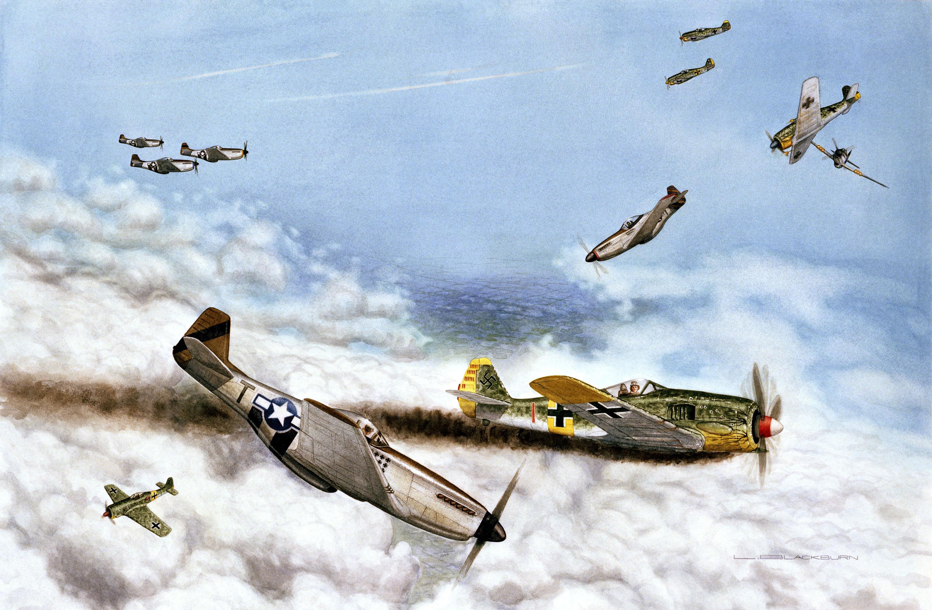 2968x1942 WWII Aviation Art Wallpaper