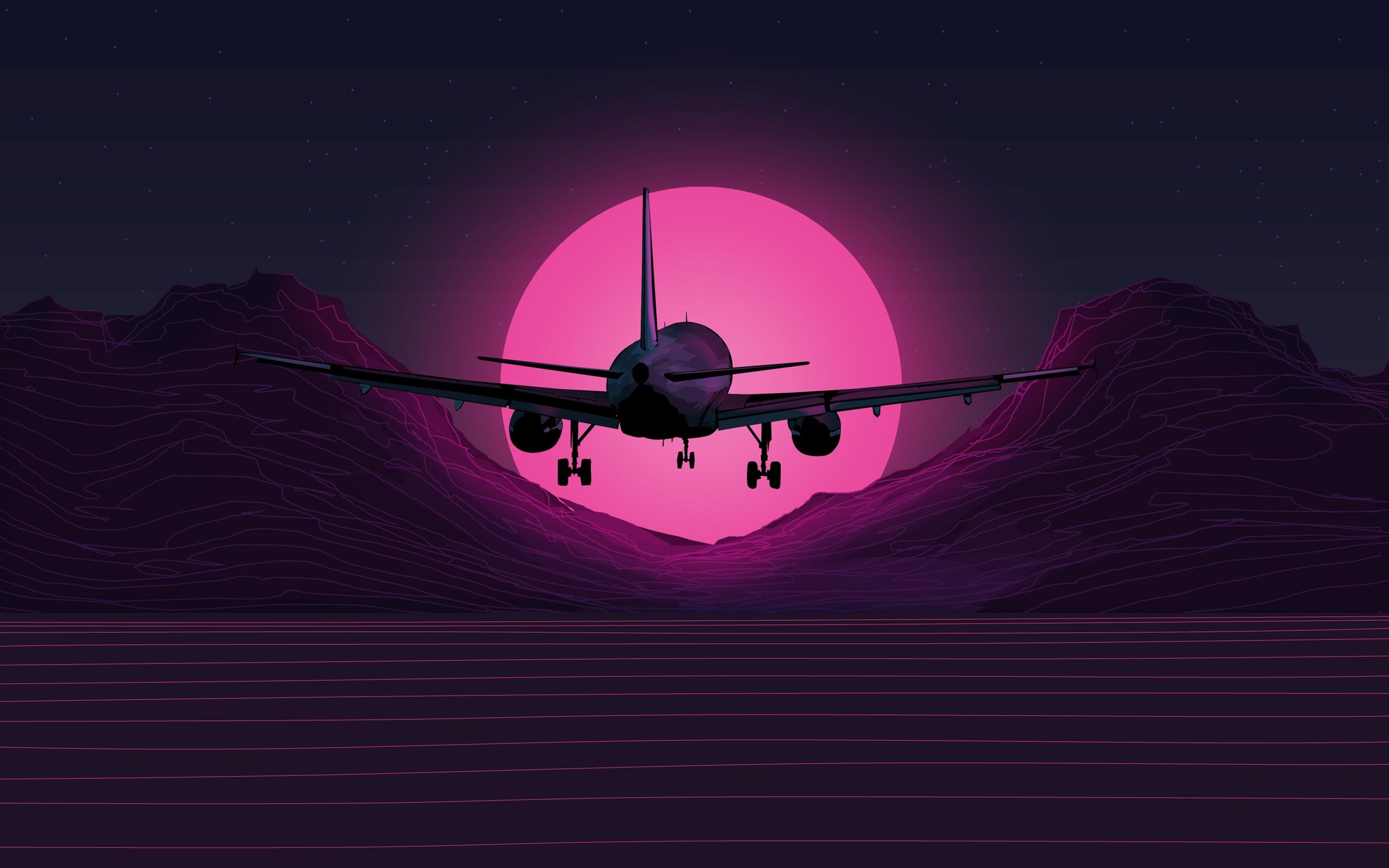 2880x1800 Plane Flight, Mountains, Sunset, Art Picture 828x1792 IPhone 11 XR Wallpaper, Background, Picture, Image