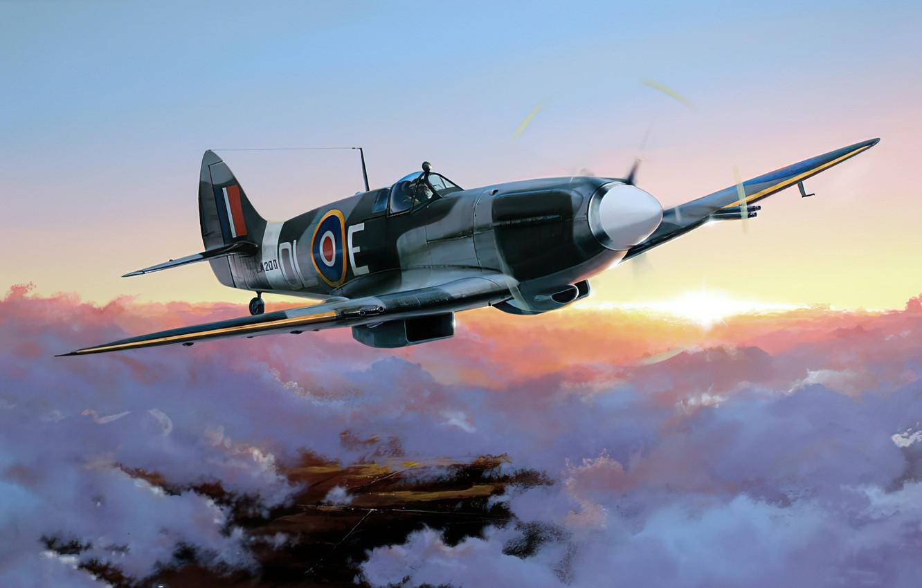 1332x850 Wallpaper art, airplane, Spitfire, aviation, ww2 image for desktop, section авиация