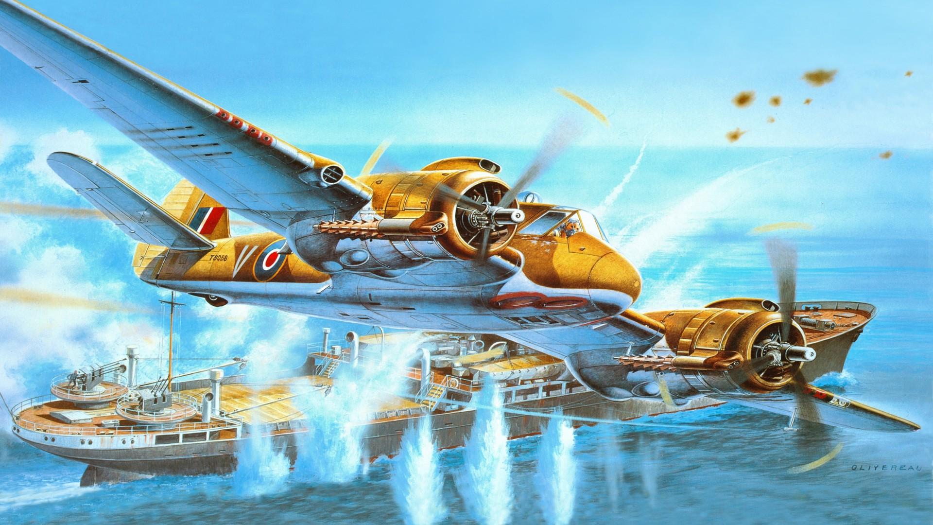 1920x1080 Airplane Painting Art Ships Fighter Airplane Bristol Beaufighter Mk.6 Flight Aviation Wallpaper And Photo 333211 :