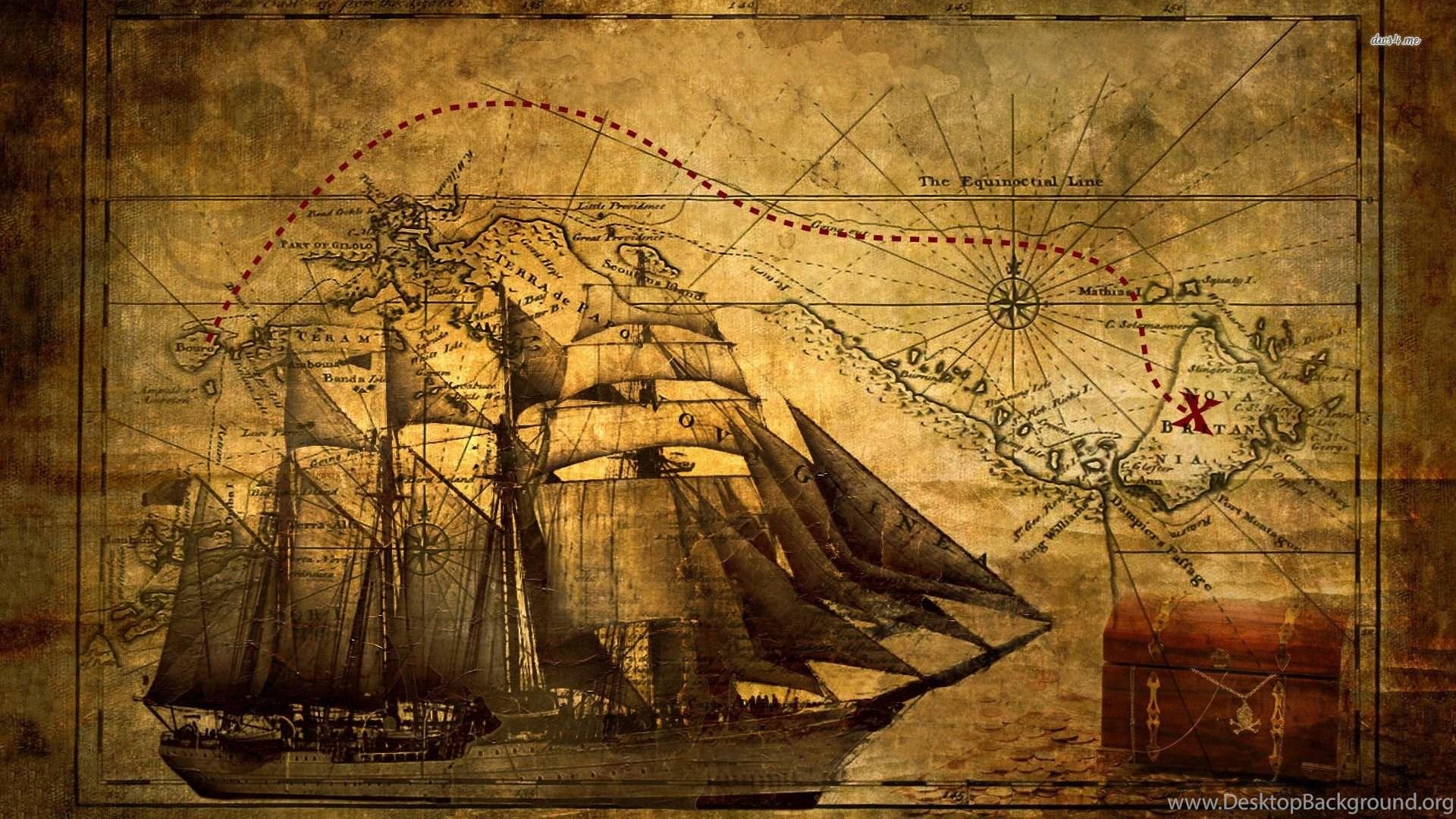 1920x1080 Old Ship With Map Wallpaper Digital Art Wallpaper Desktop Background