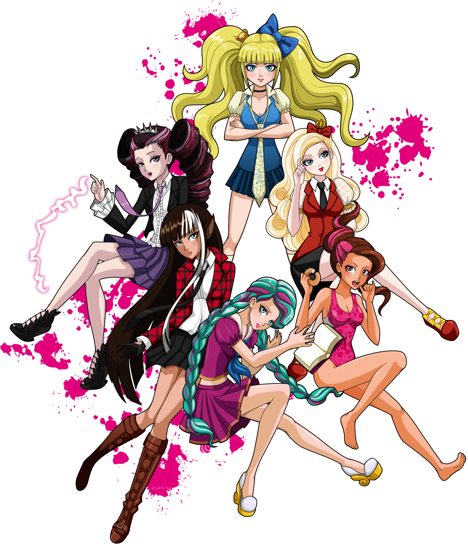 1600x1868 ever after Academy and Students of Despair. Ever after high, High drawings, Monster high art