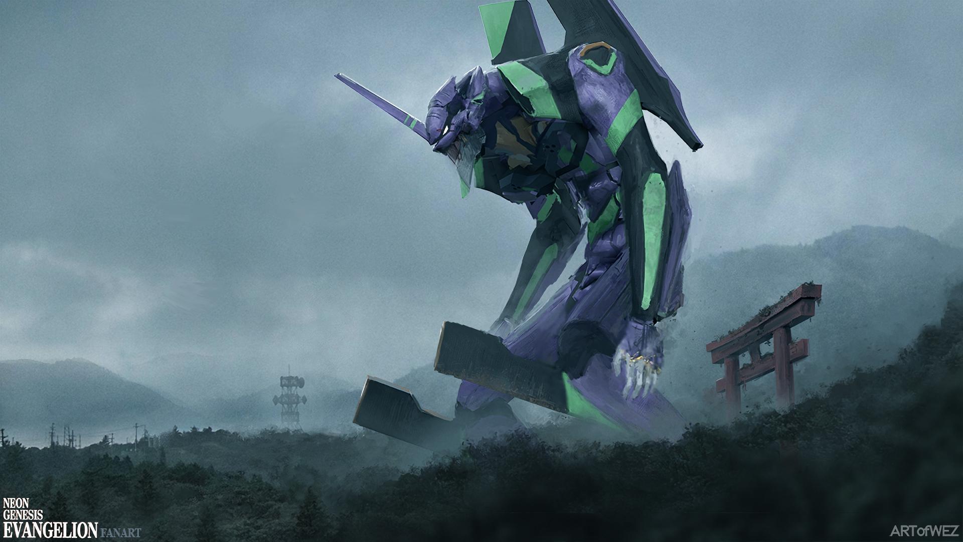 1920x1080 Neon Genesis Evangelion EVA Unit 01 Anime Fan Art Wallpaper:1920x1080