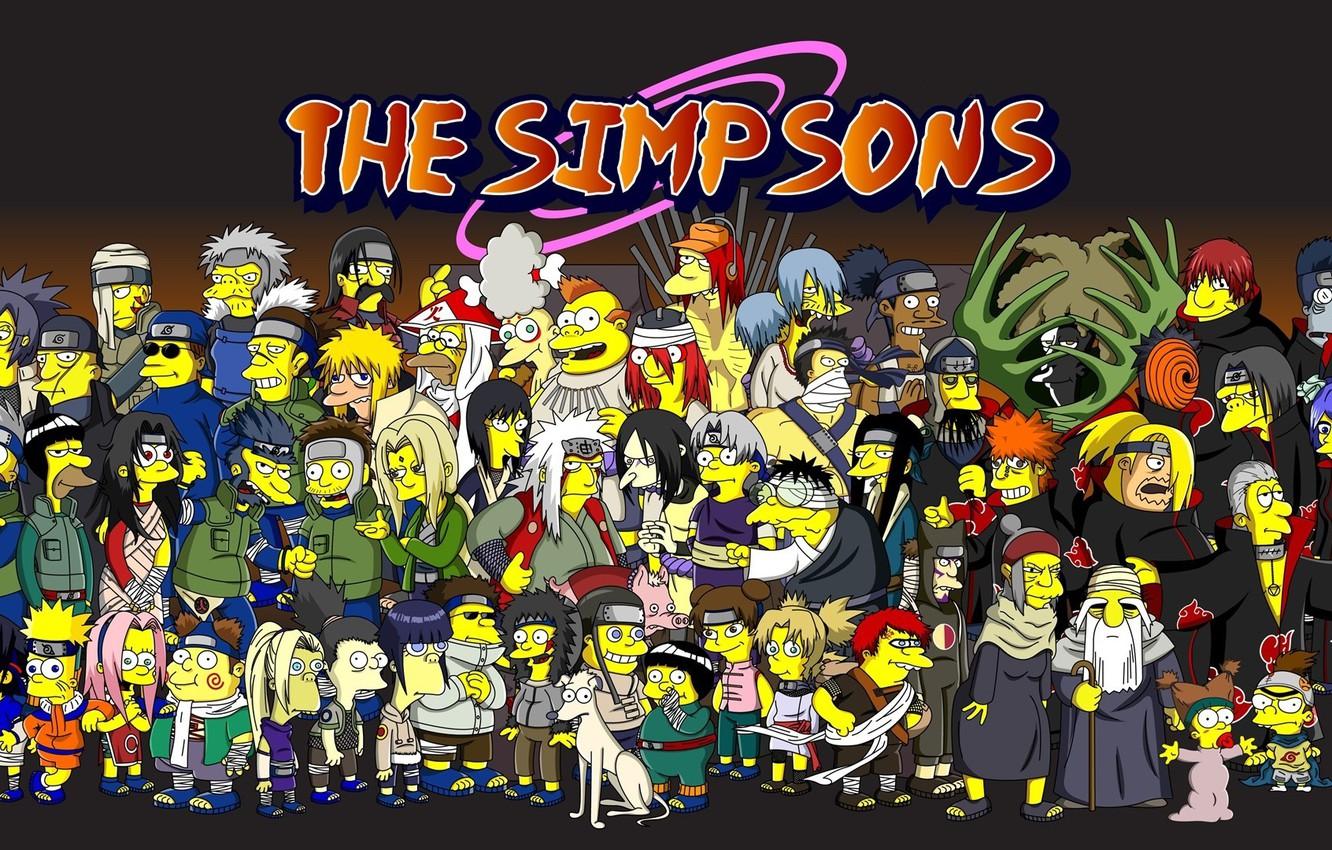 1332x850 Wallpaper Naruto, Anime, Wallpaper, Akatsuki, The Simpsons, Cartoon, Disguise, Crossover, Parody image for desktop, section прочее