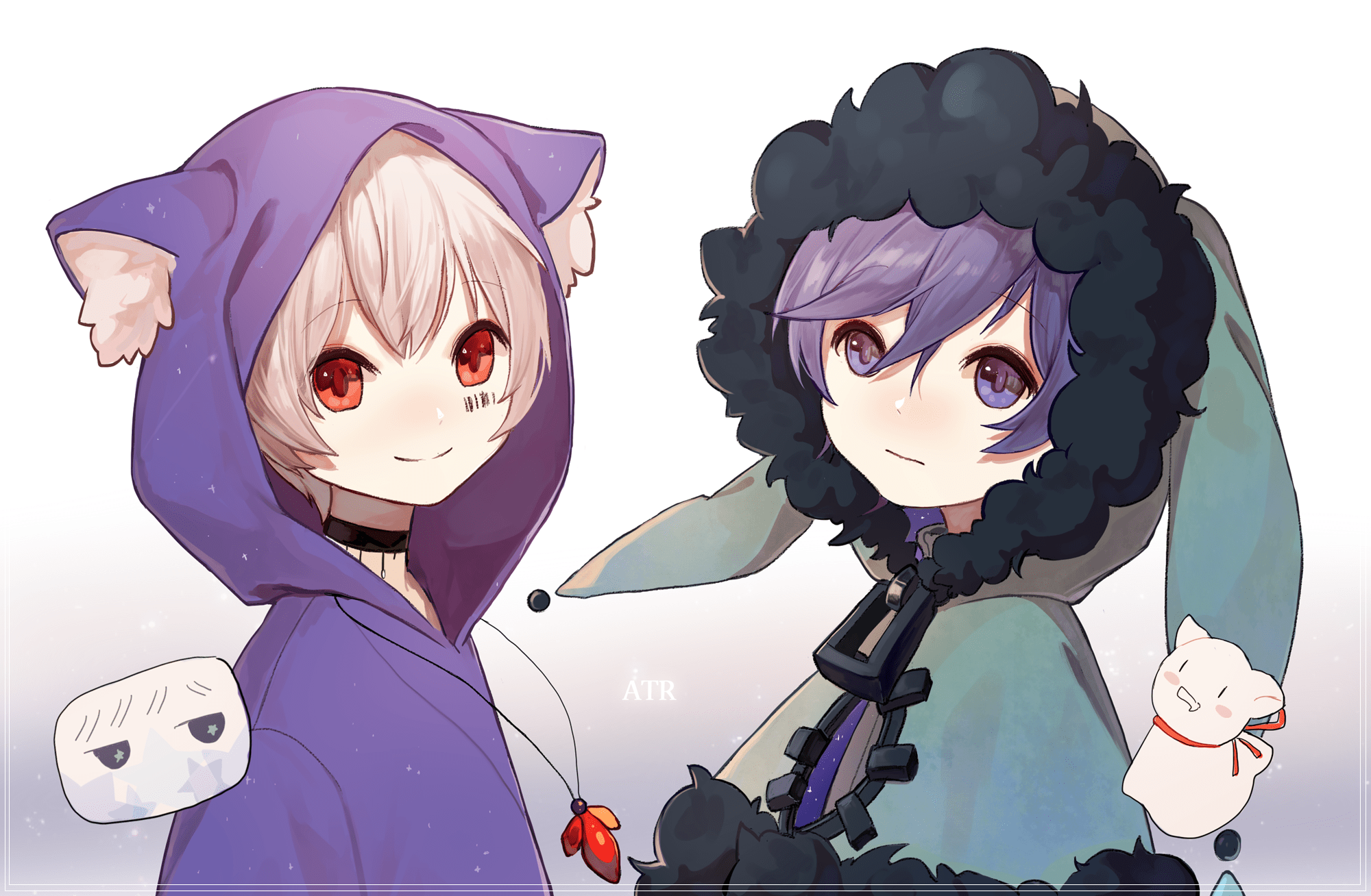 2000x1308 all male blonde hair blue eyes blue hair choker hoodie mafumafu male necklace nico nico singer red eyes sal short hair soraru tattoo utaite. konachan.com.com Anime Wallpaper