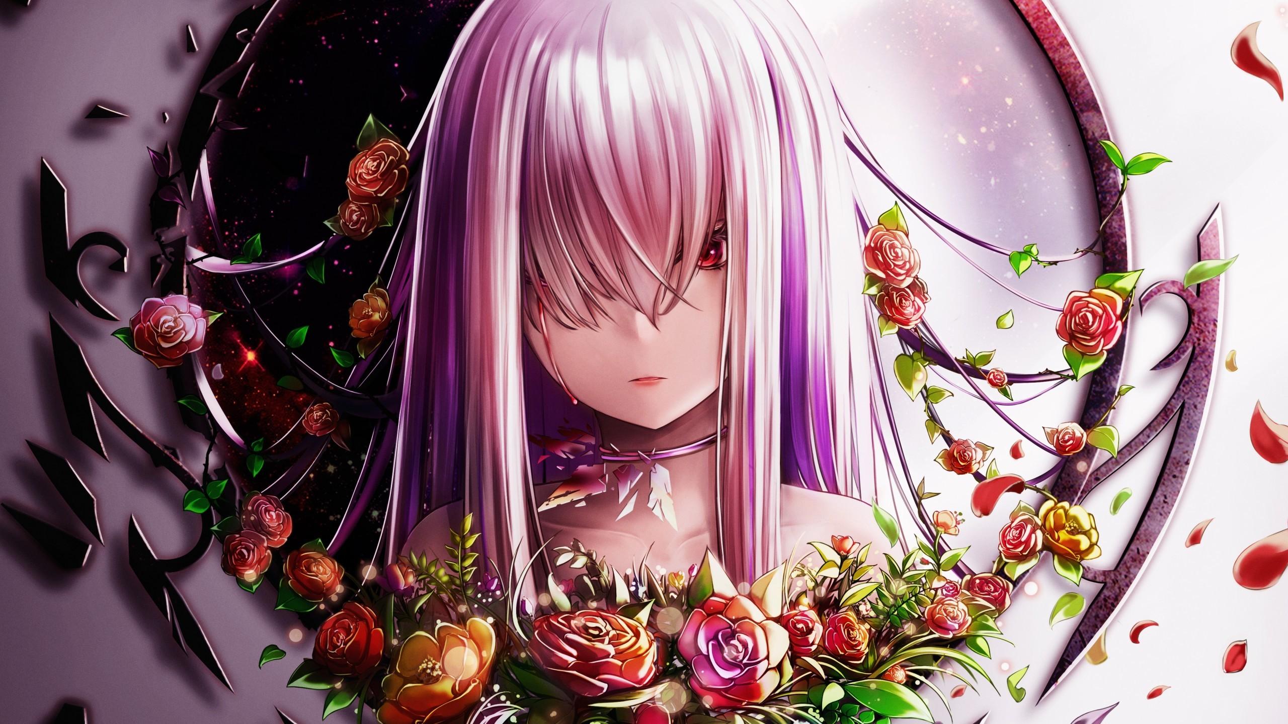 2560x1440 Download 2560x1440 Anime Girl, Mirror, Pink Hair, Tears, Red Eyes, Sadness Wallpaper for iMac 27 inch