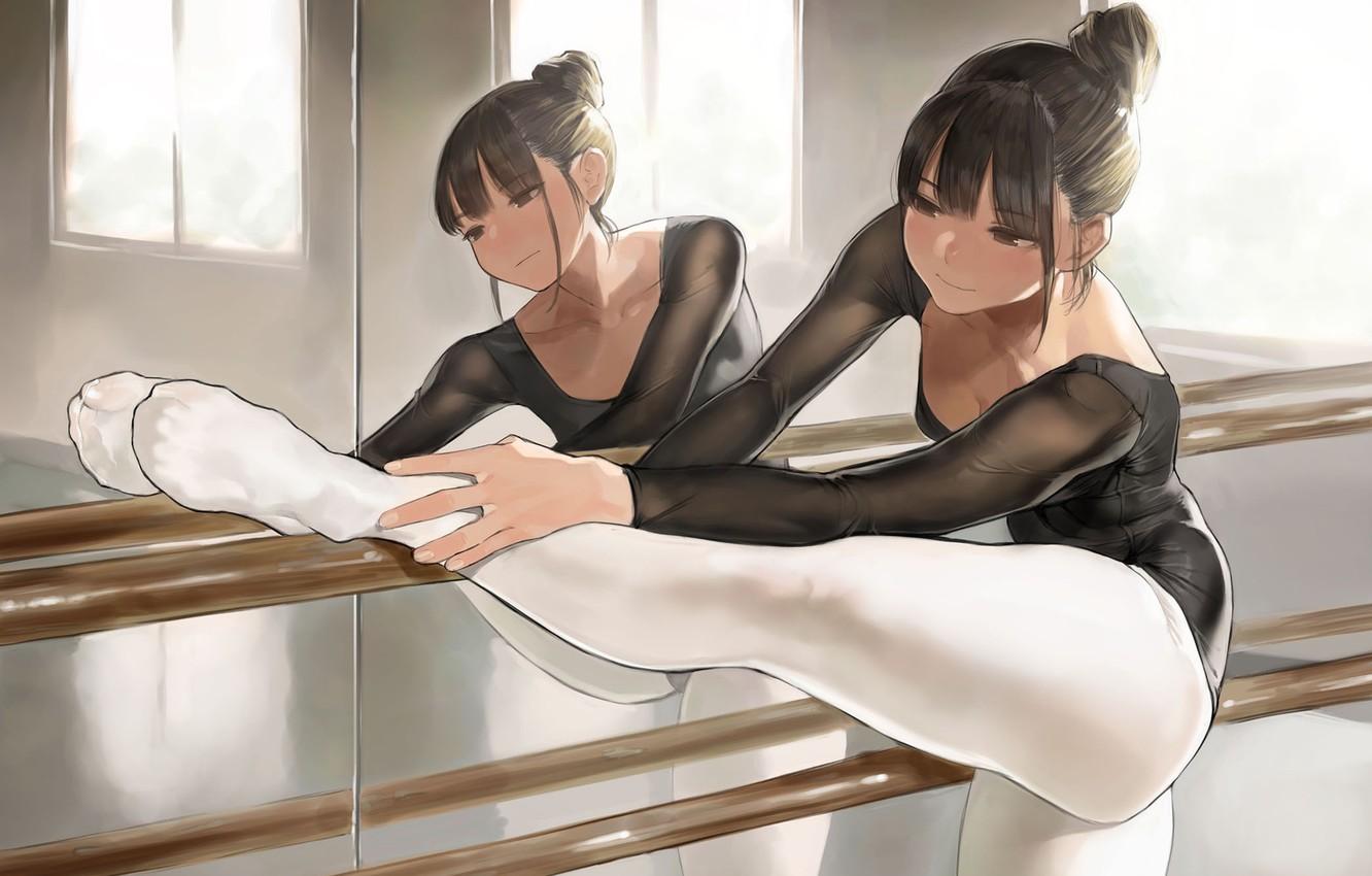 1332x850 Wallpaper Girl, Mirror, Anime, Art, Ballerina image for desktop, section арт