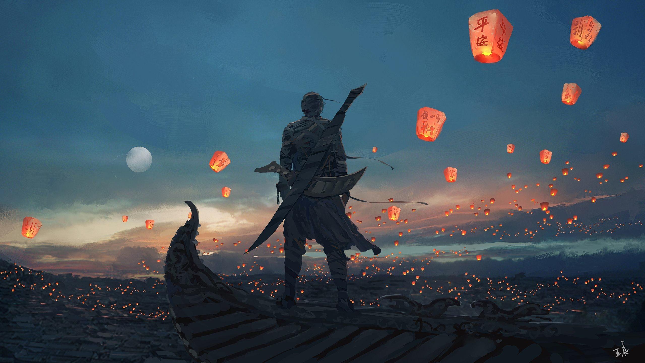 2560x1440 Tangled Floating Lanterns Desktop