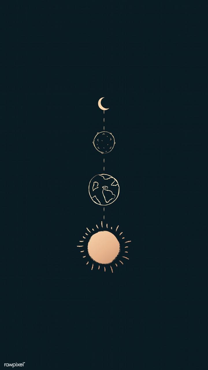 720x1279 Minimal line art galaxy mobile wallpaper design vector. Free vector for designer