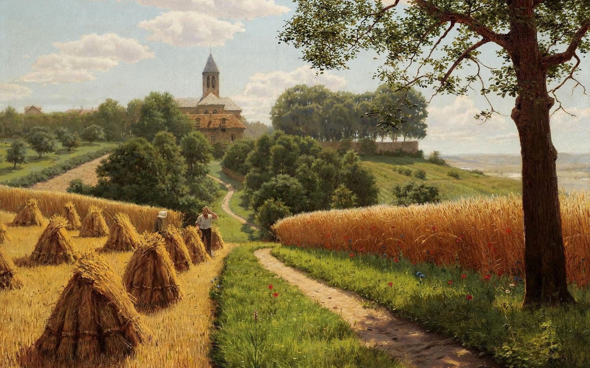 1920x1200 Summer landscape painting wallpaperx1200