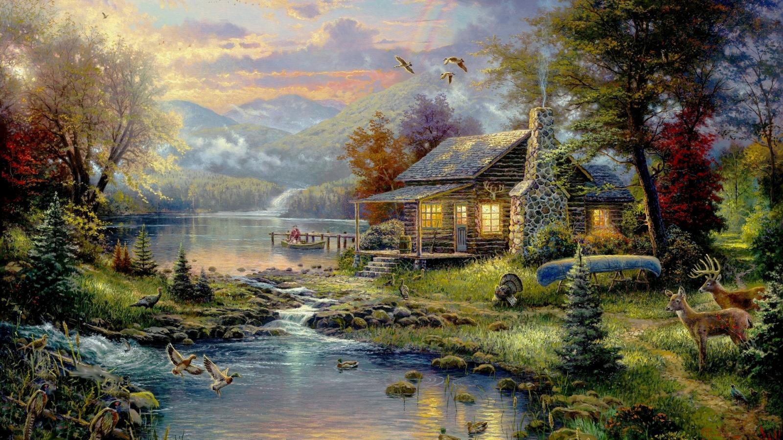 1600x900 Free download Country House Wallpaper Art Paintings HD Desktop Wallpaper [1920x1200] for your Desktop, Mobile & Tablet. Explore Summer Cottage Wallpaper. Country Cottage Wallpaper, English Country Cottage Wallpaper, Computer