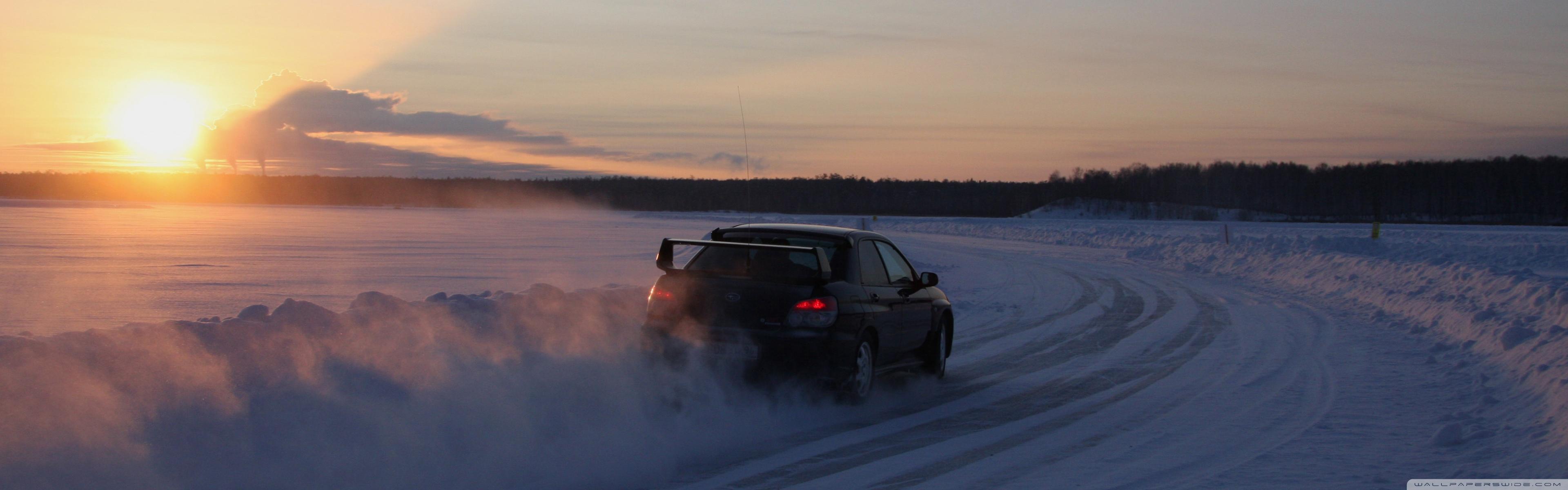 3840x1200 Car Racing On Snow Ultra HD Desktop Background Wallpaper for : Multi Display, Dual Monitor : Tablet