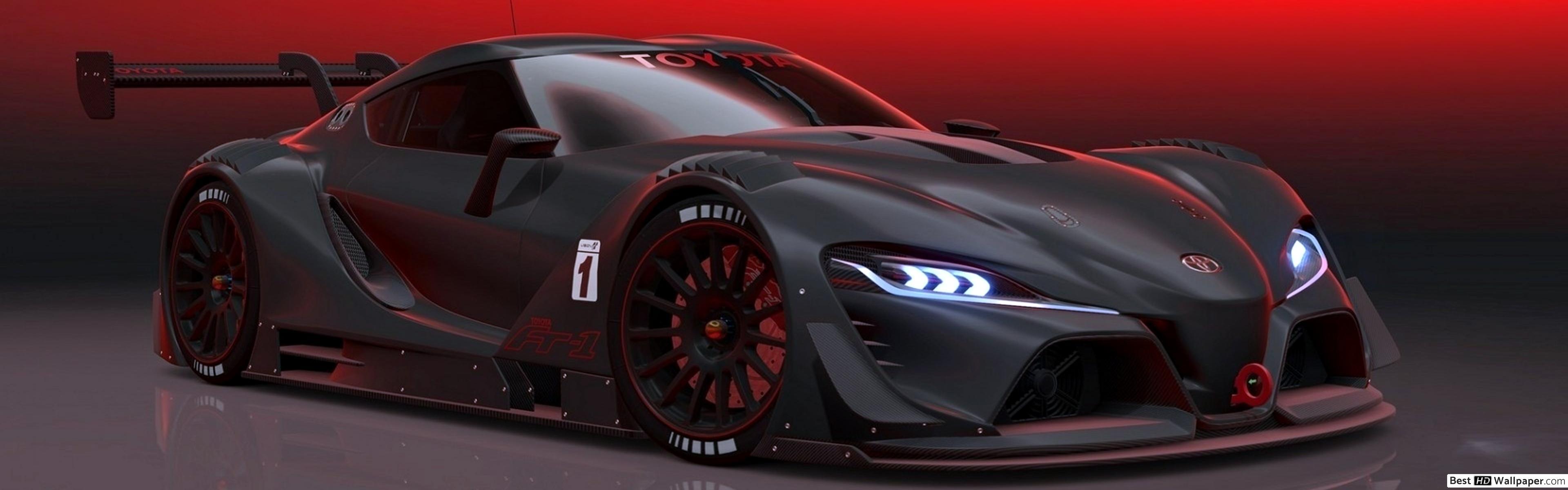3840x1200 Black Toyota FT 1 Sport Car HD Wallpaper Download