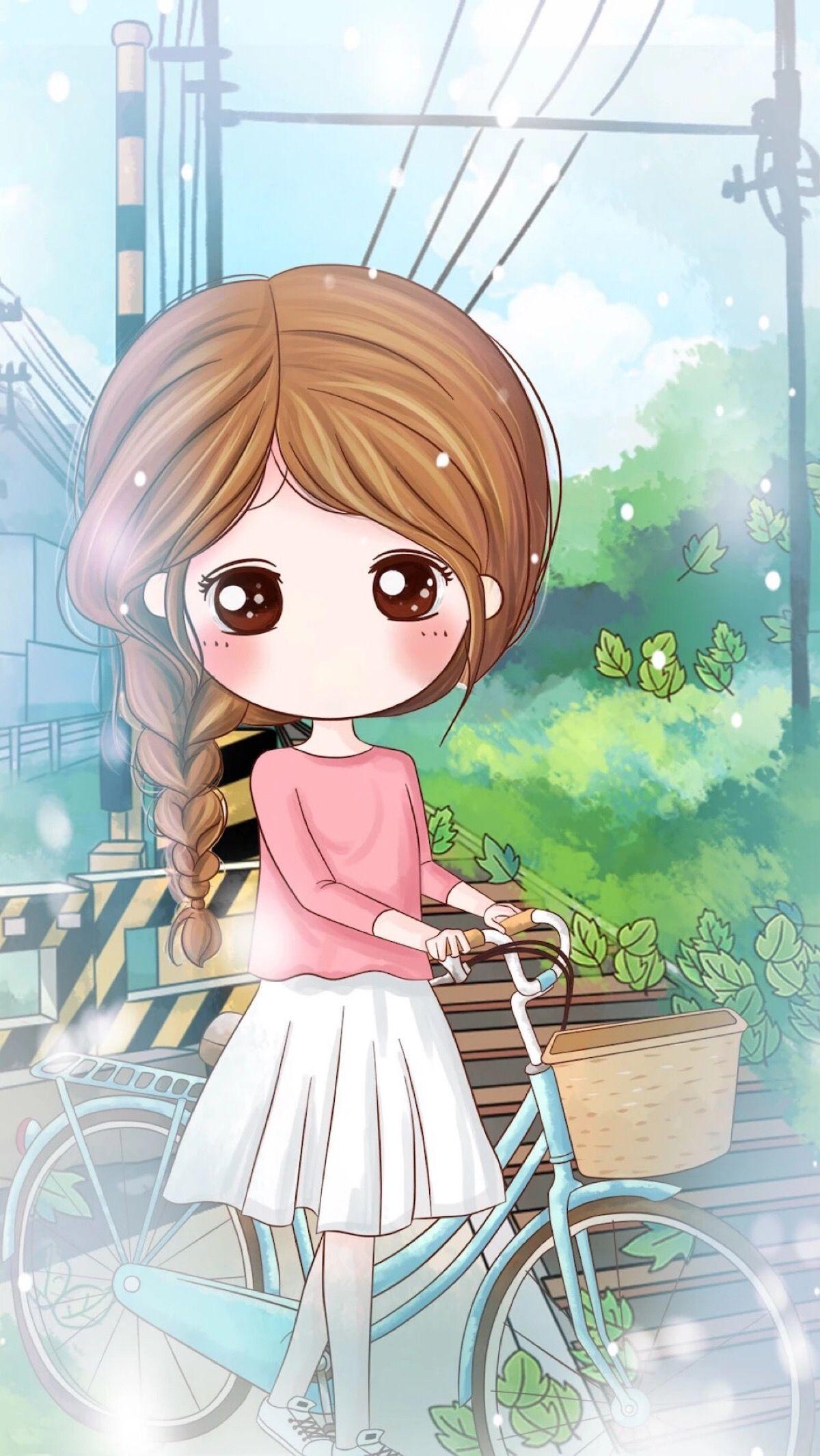 1200x2132 Cute Girl Cartoon Wallpaper