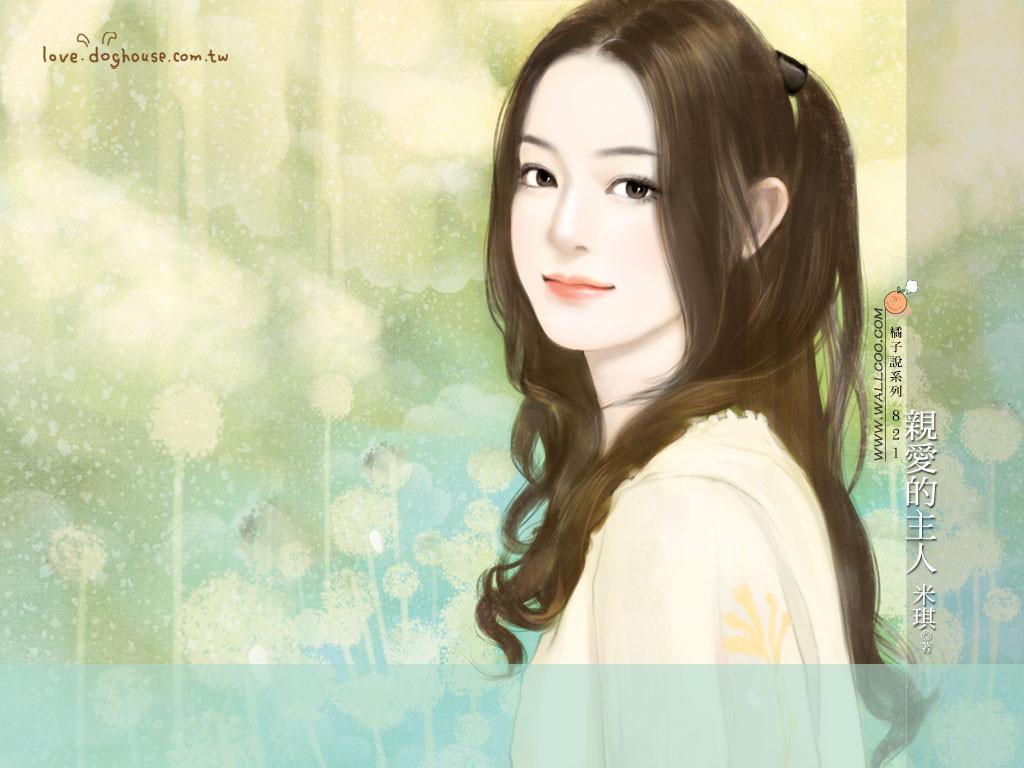 1024x768 Beautiful Girl Cartoon Wallpaper
