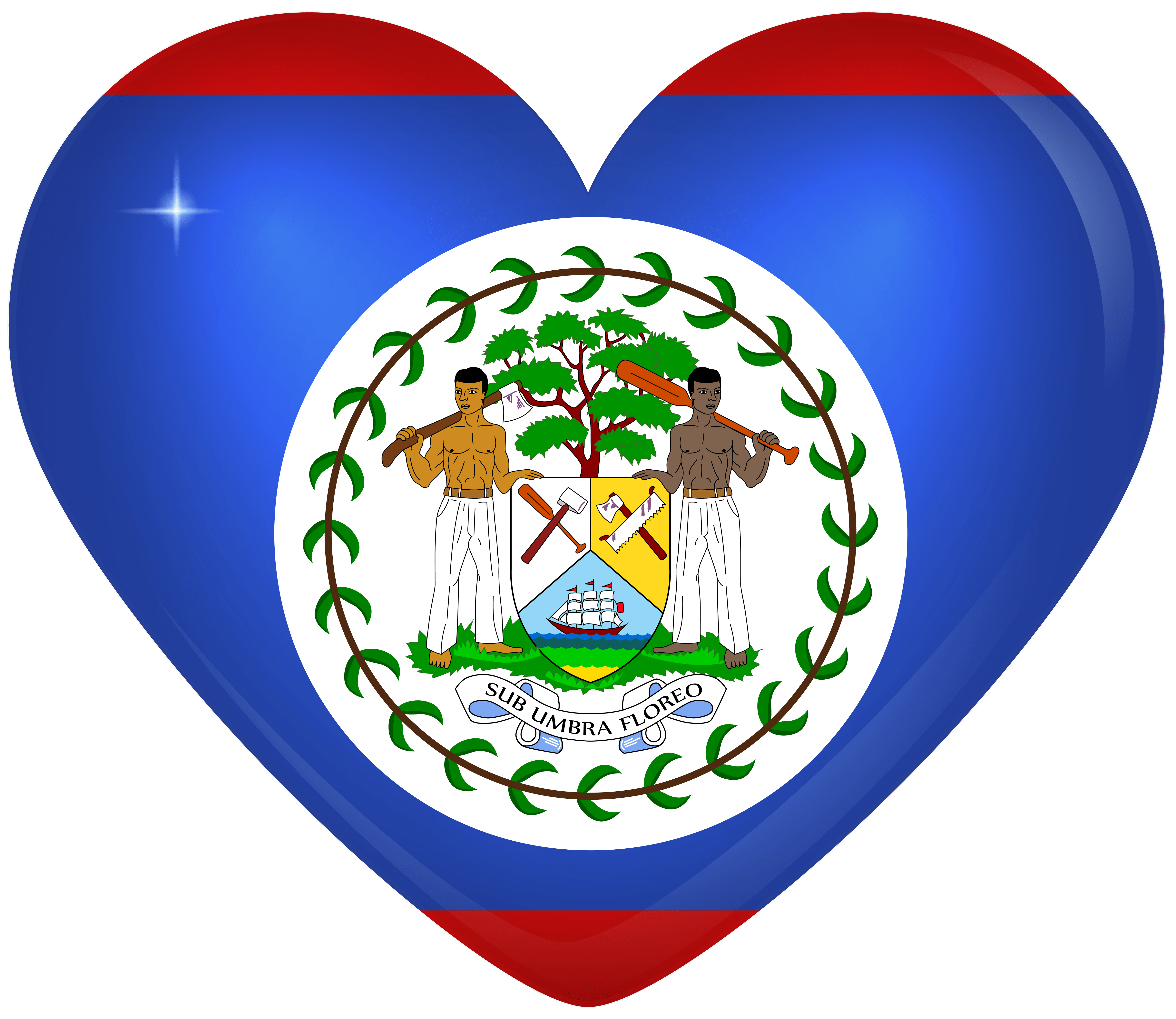 6000x5197 Belize Large Heart Flag​-Quality Image and Transparent PNG Free Clipart