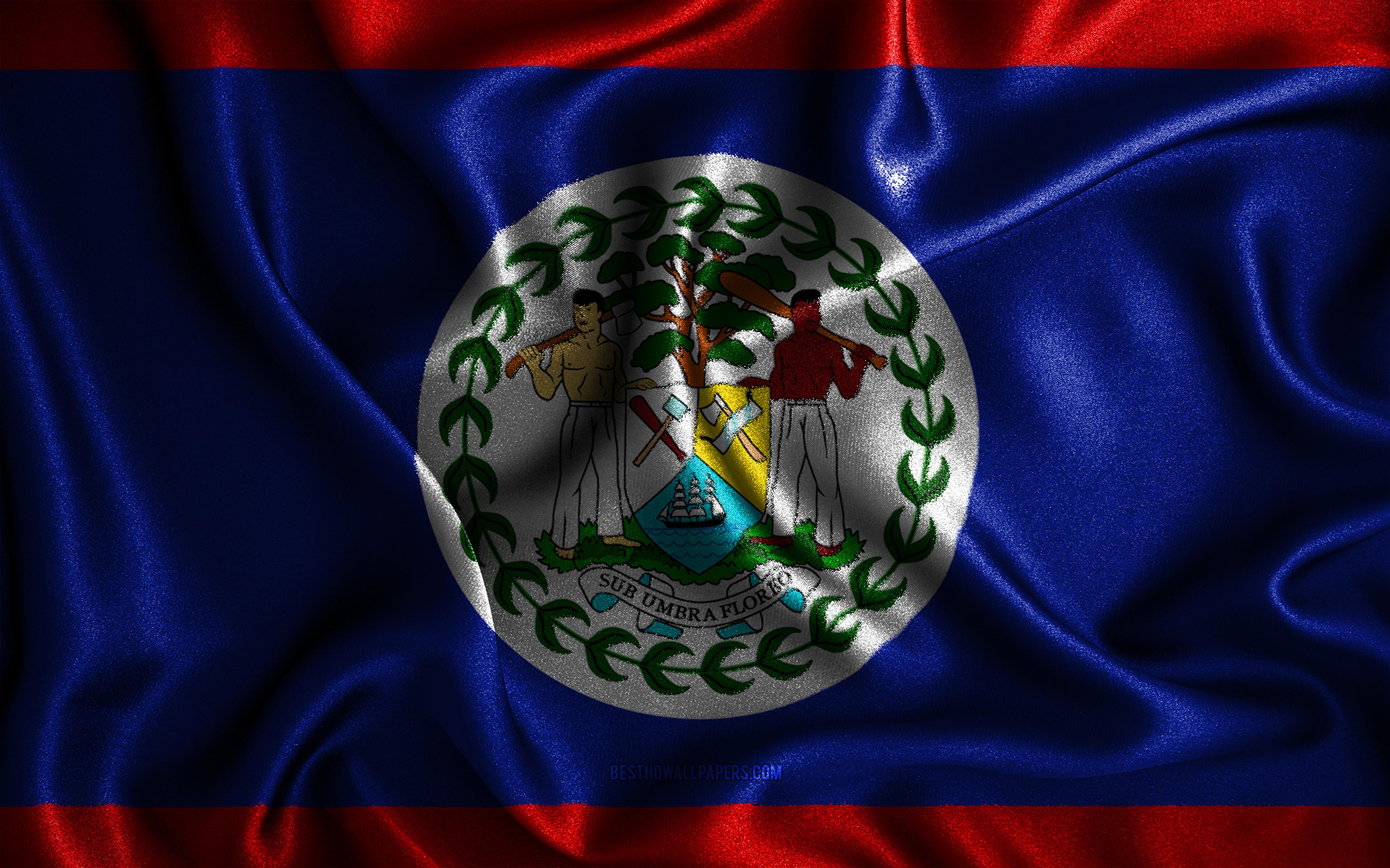 3840x2400 Download wallpaper Belize flag, 4k, silk wavy flags, North American countries, national symbols, Flag of Belize, fabric flags, 3D art, Belize, North America, Belize 3D flag for desktop with resolution 3840x2400. High