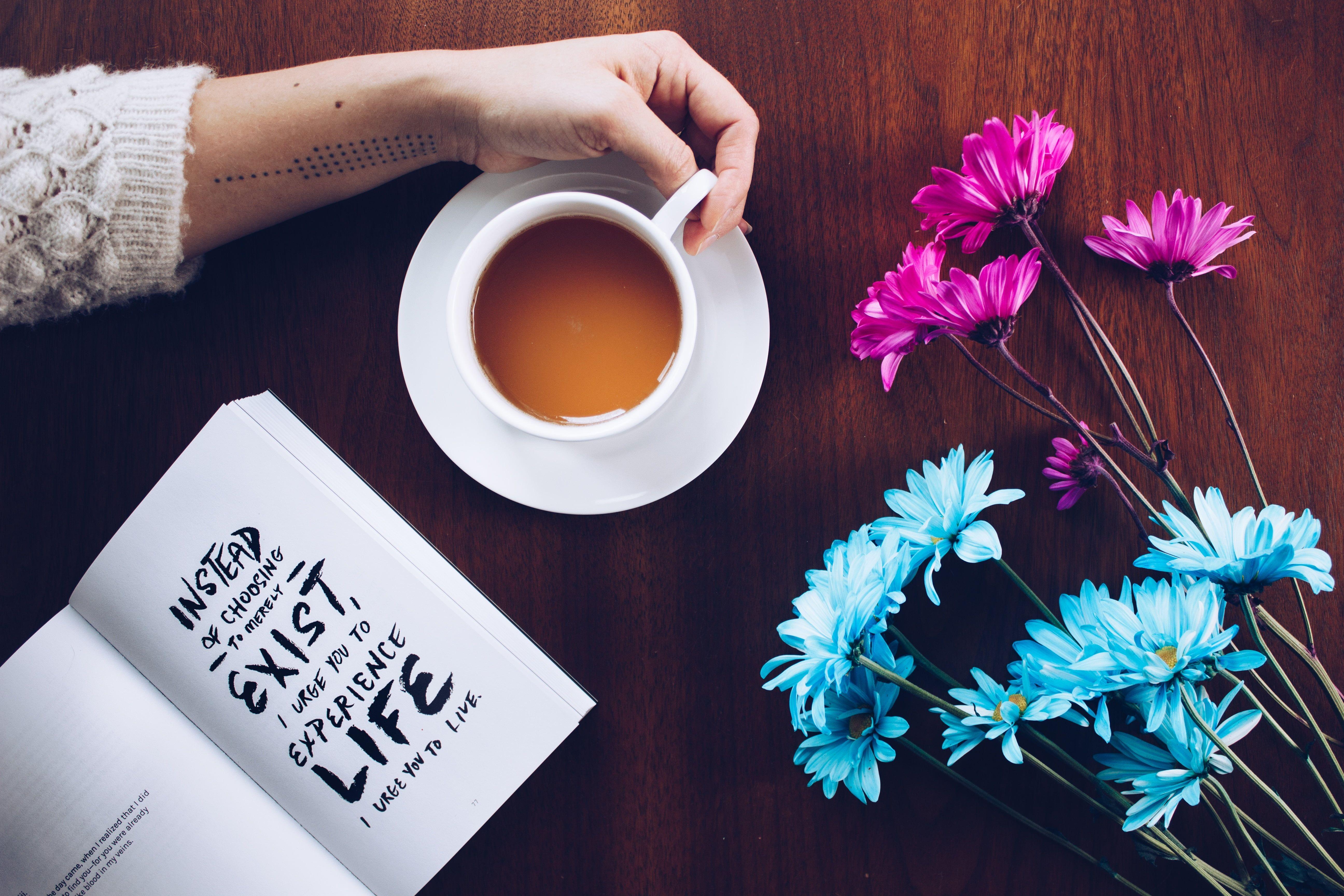 5184x3456 Tea, Book and Flowers Wallpaper, HD Tea, Book and Flowers Background
