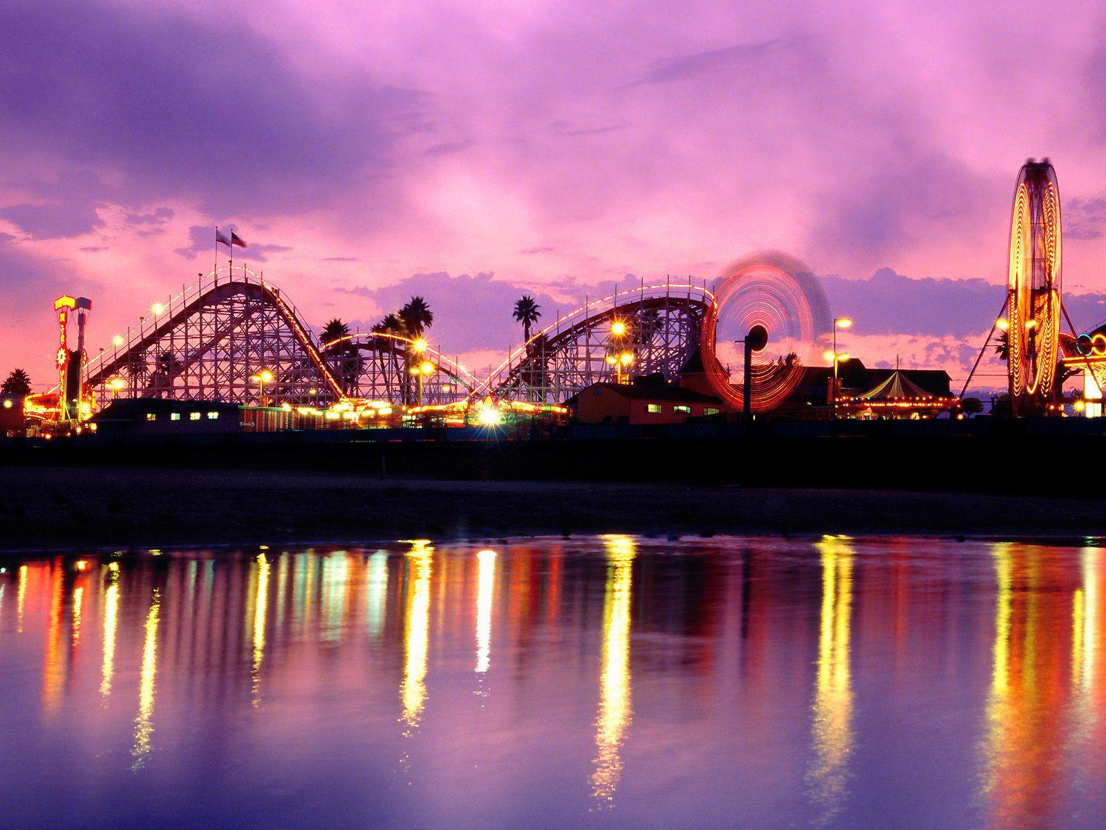 1600x1200 Summer Twilight, Santa Cruz Beach Boardwalk, California Wallpaper. Santa cruz beach boardwalk, Santa cruz beach, Beach boardwalk