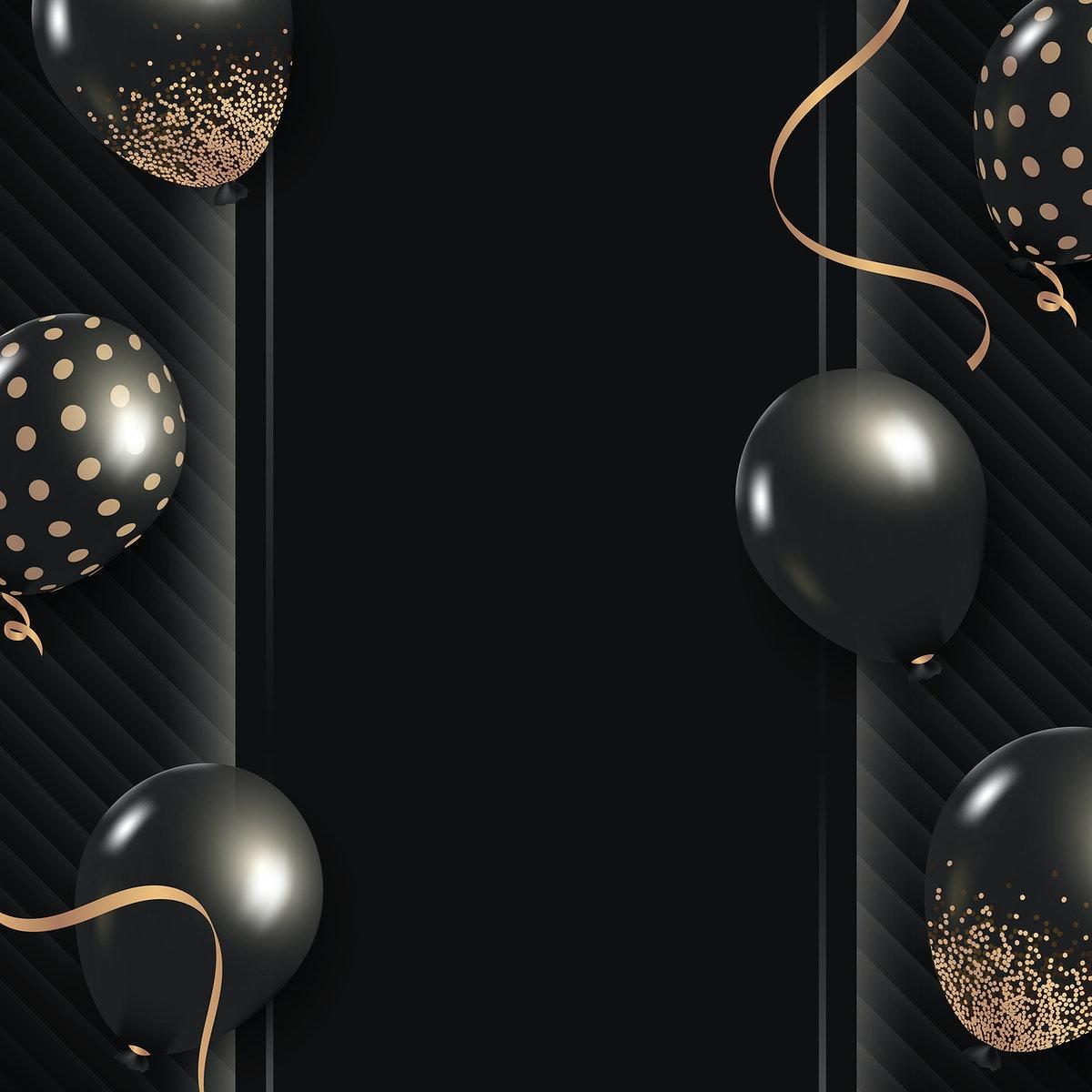 1200x1200 Black and gold balloons phone wallpaper. Free stock vector. High Resolution design
