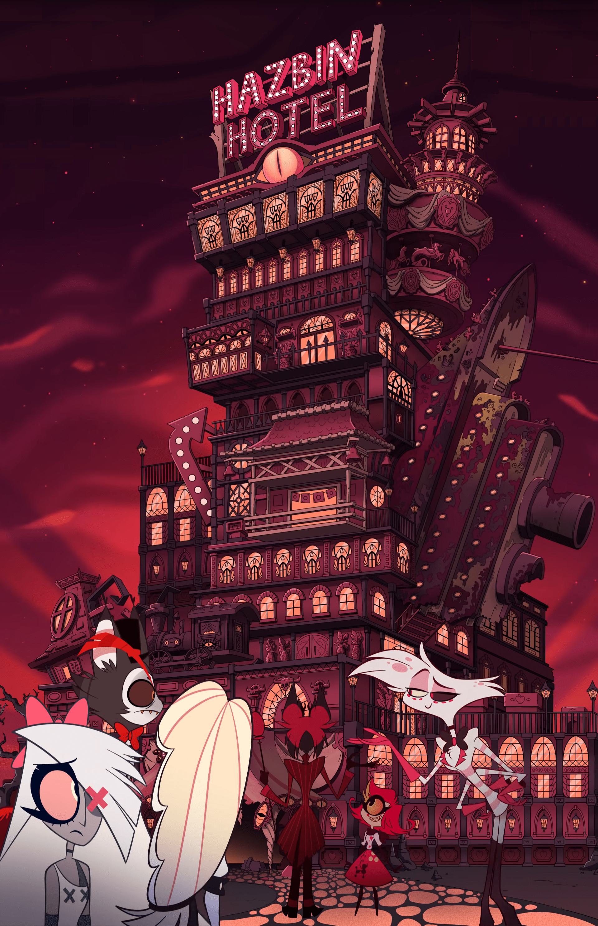 1920x2972 Download) Hazbin Hotel Panorama WALLPAPER (pieces are put together smoothly and black bars are gone): HazbinHotel