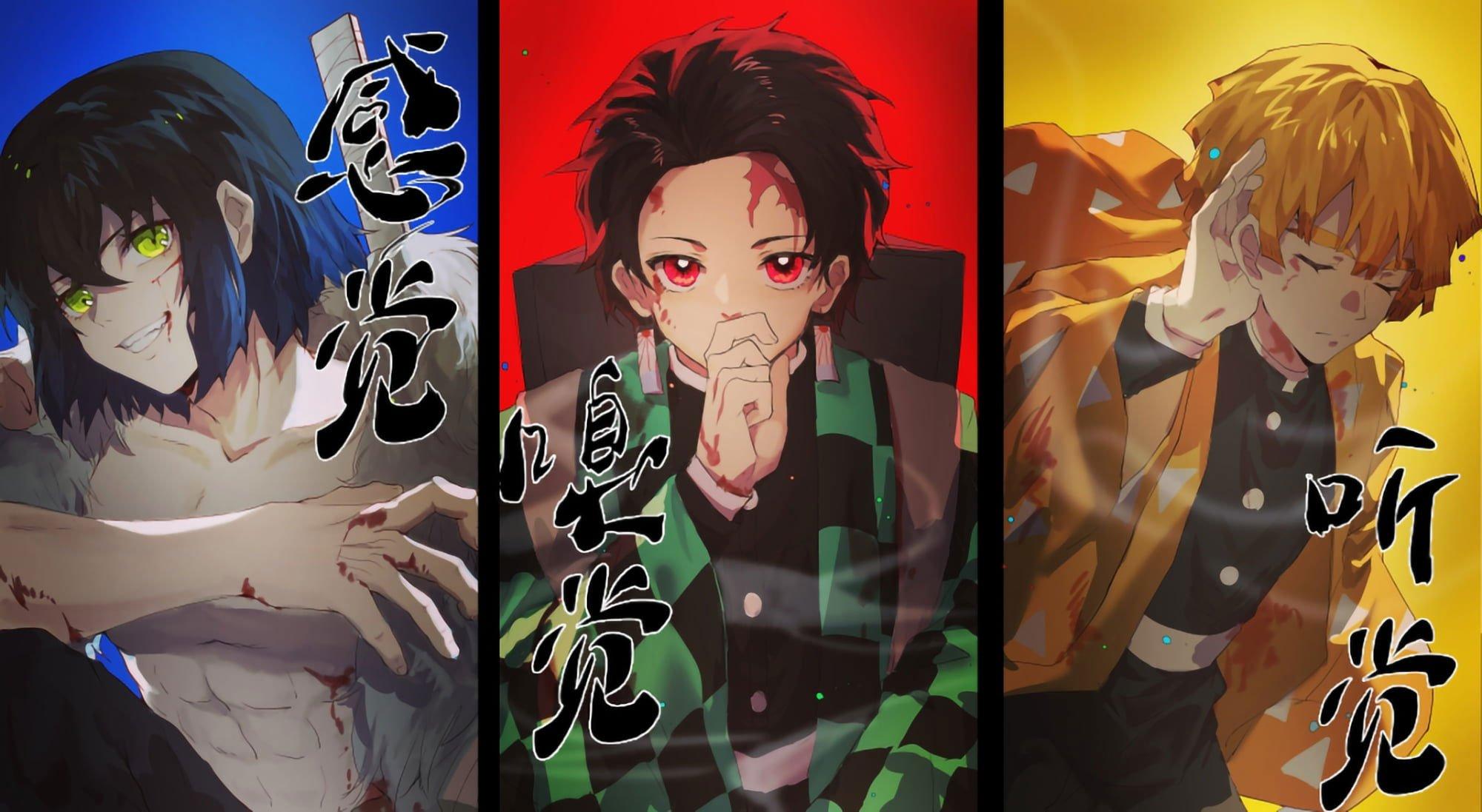 2000x1097 Kimetsu No Yaiba Wallpaper, Anime, Kamado Tanjirō, Tanjiro Kamado, Zenitsu Agatsuma