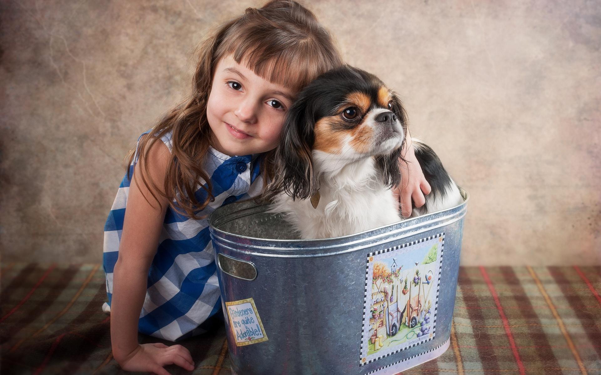 1920x1200 Cute Girl With Friend Dog Wallpaper