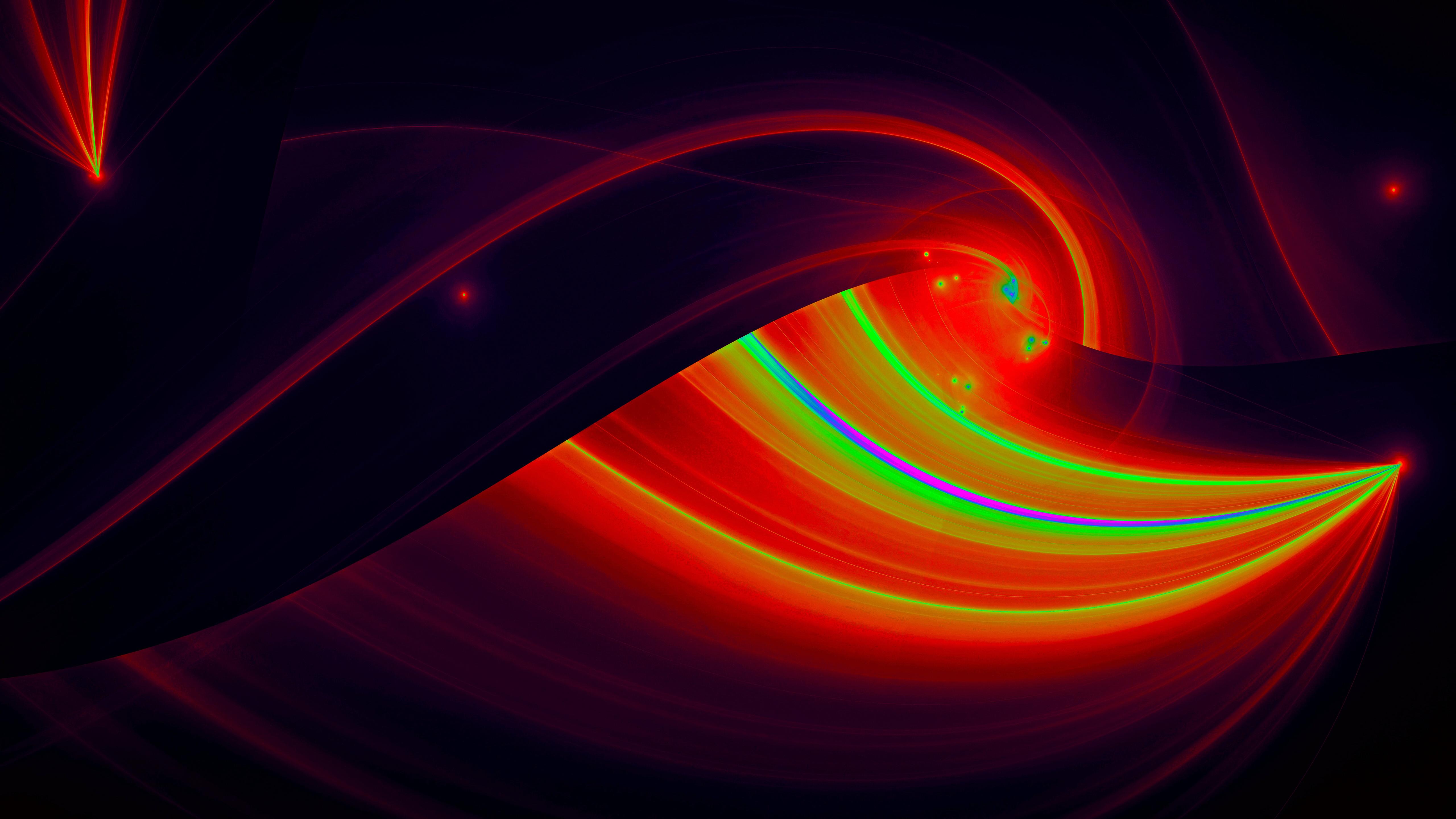 5120x2880 Download 5120x2880 wallpaper dark, fractal, wavy glow, bright, 5k image, background, 22860