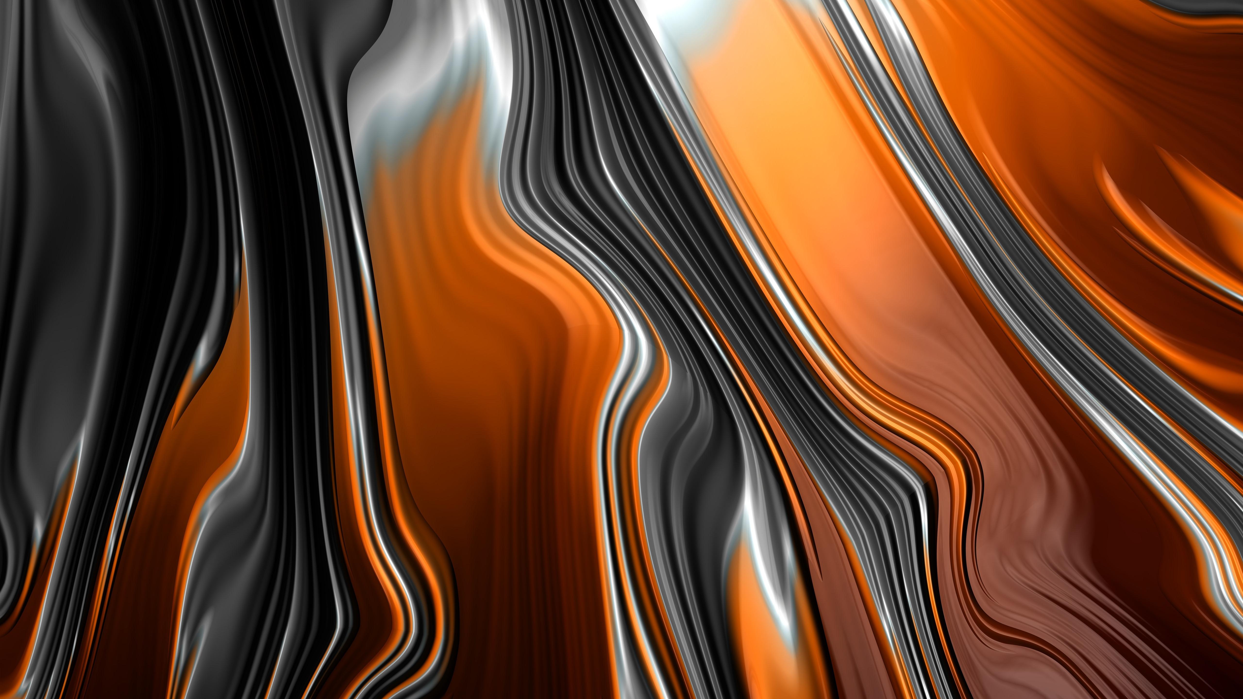 5120x2880 Wallpaper Abstract fractal graphics, orange and black 7680x4320 UHD 8K Picture, Image