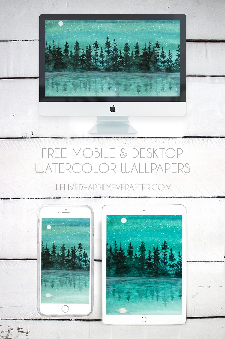 750x1129 Aqua Watercolor Mobile Phone & Desktop Laptop Wallpaper. We Lived Happily Ever After
