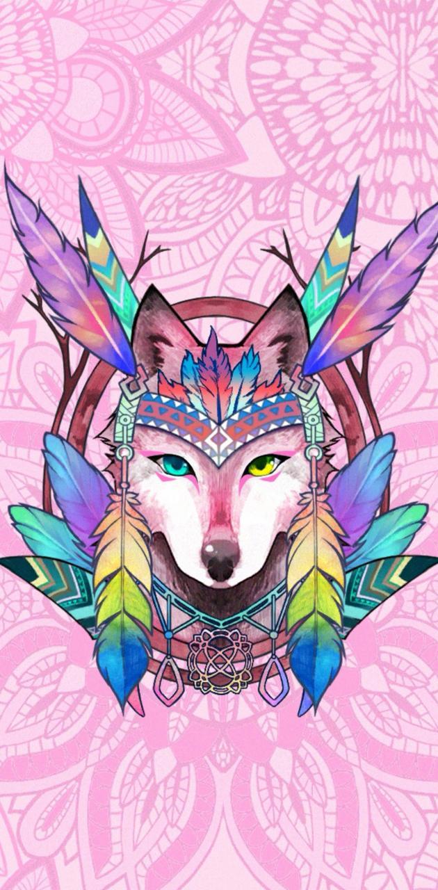 630x1280 Wolf dream catcher wallpaper