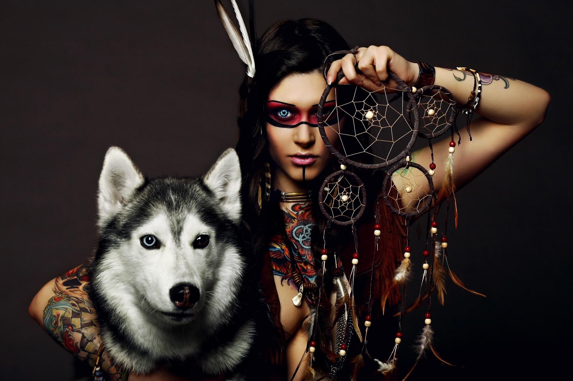 1920x1279 Native American Husky Dog Dreamcatcher Wallpaper American Women