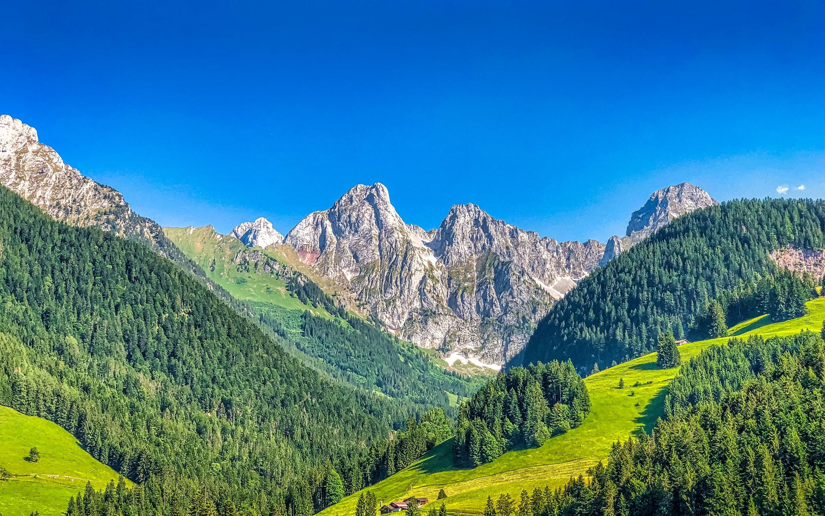 2880x1800 Alps mountains Wallpaper 4K, Mountain range, Summer, Sunny day, Forest, Nature