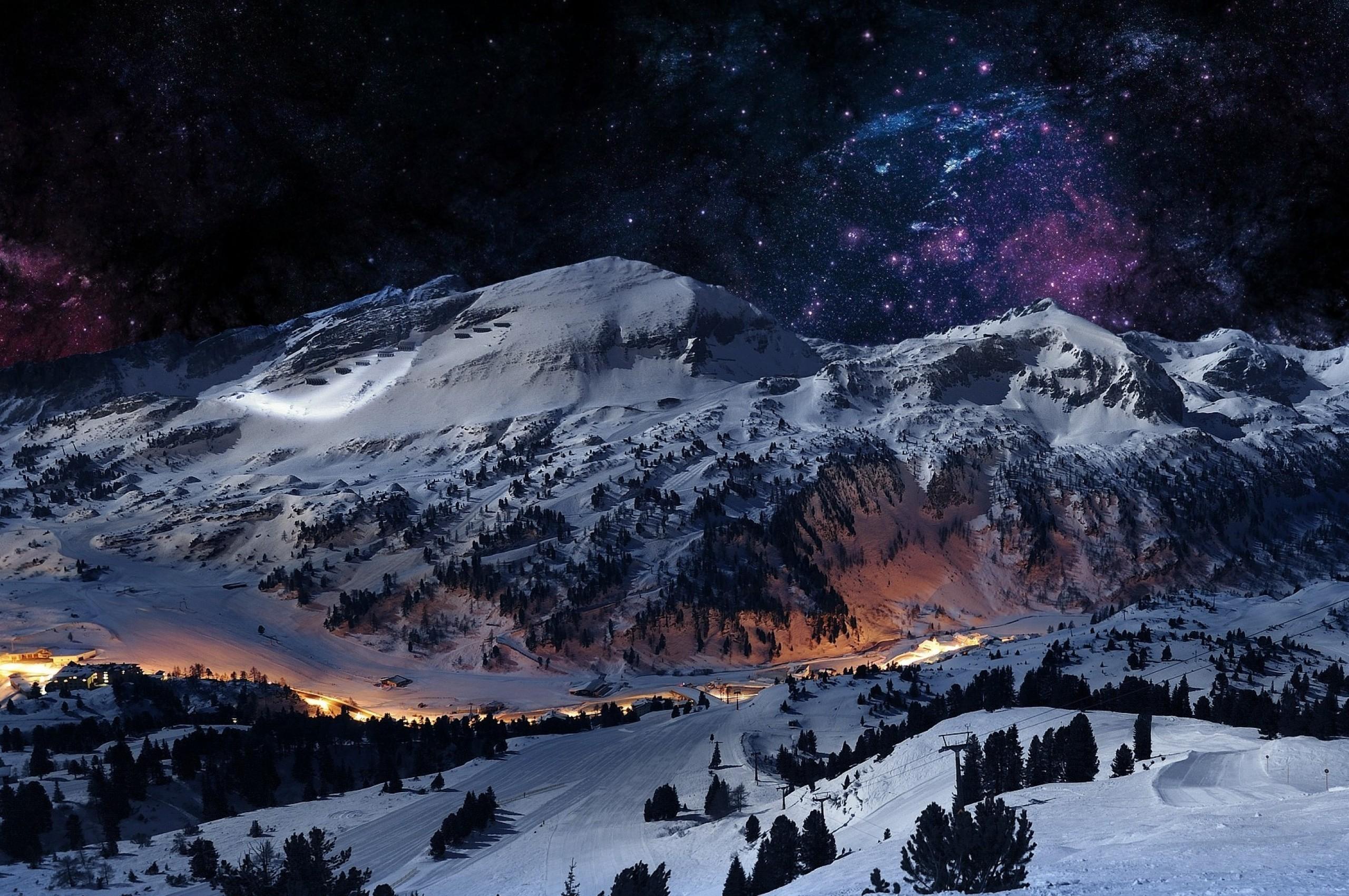 2560x1700 Download 2560x1700 Starry Sky, Mountain Wallpaper for Chromebook Pixel