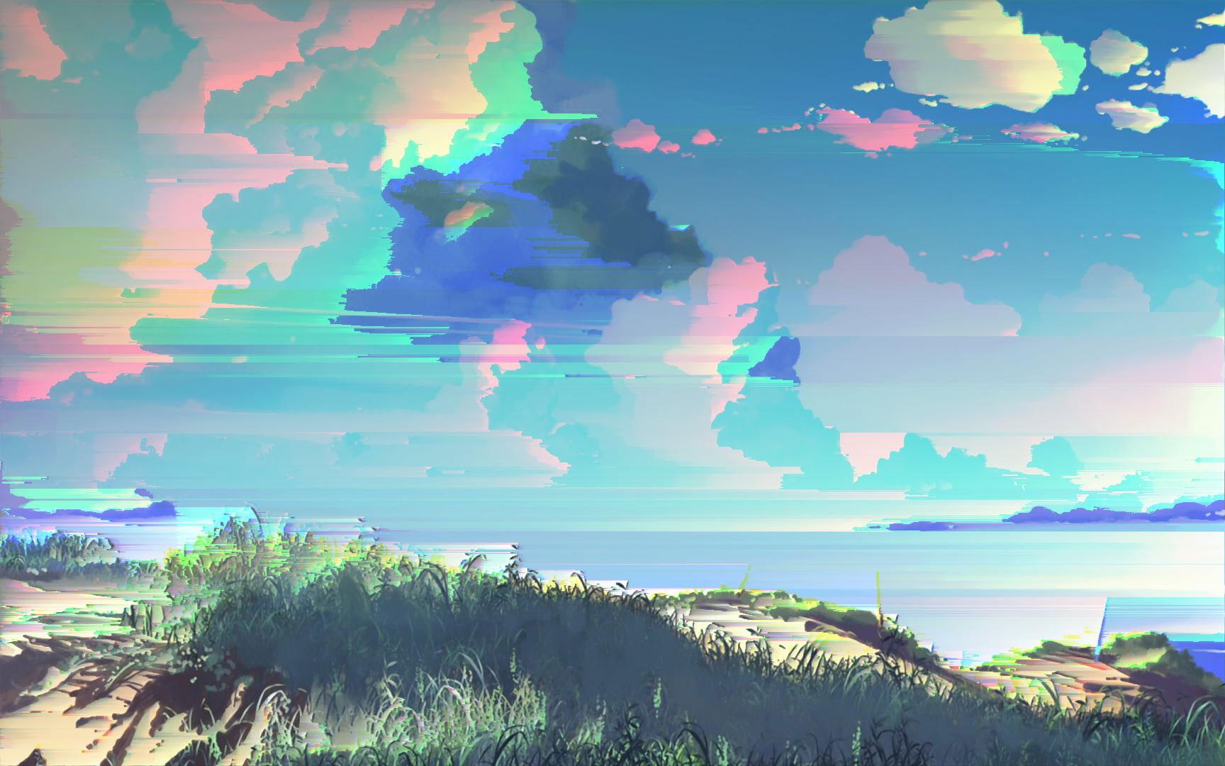 1728x1080 Body of water near mountain wallpaper, glitch art, pixel sorting • Wallpaper For You HD Wallpaper For Desktop & Mobile