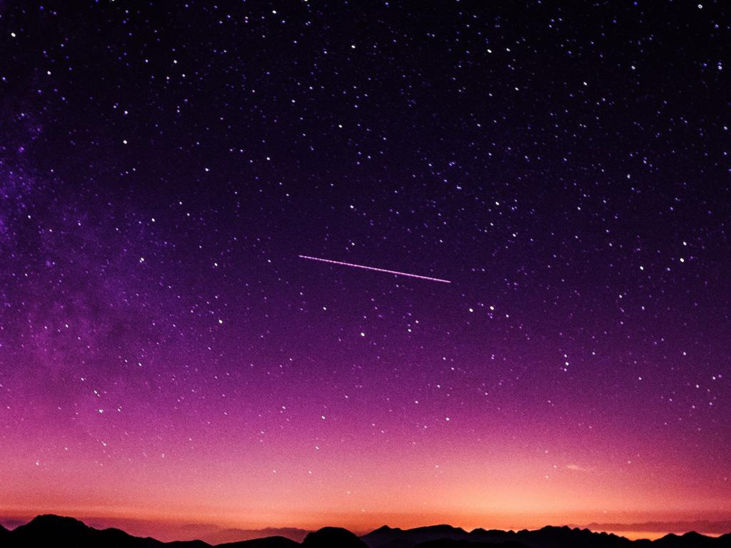 1024x768 Star Galaxy Night Sky Mountain Purple Red Nature Space Wallpaper