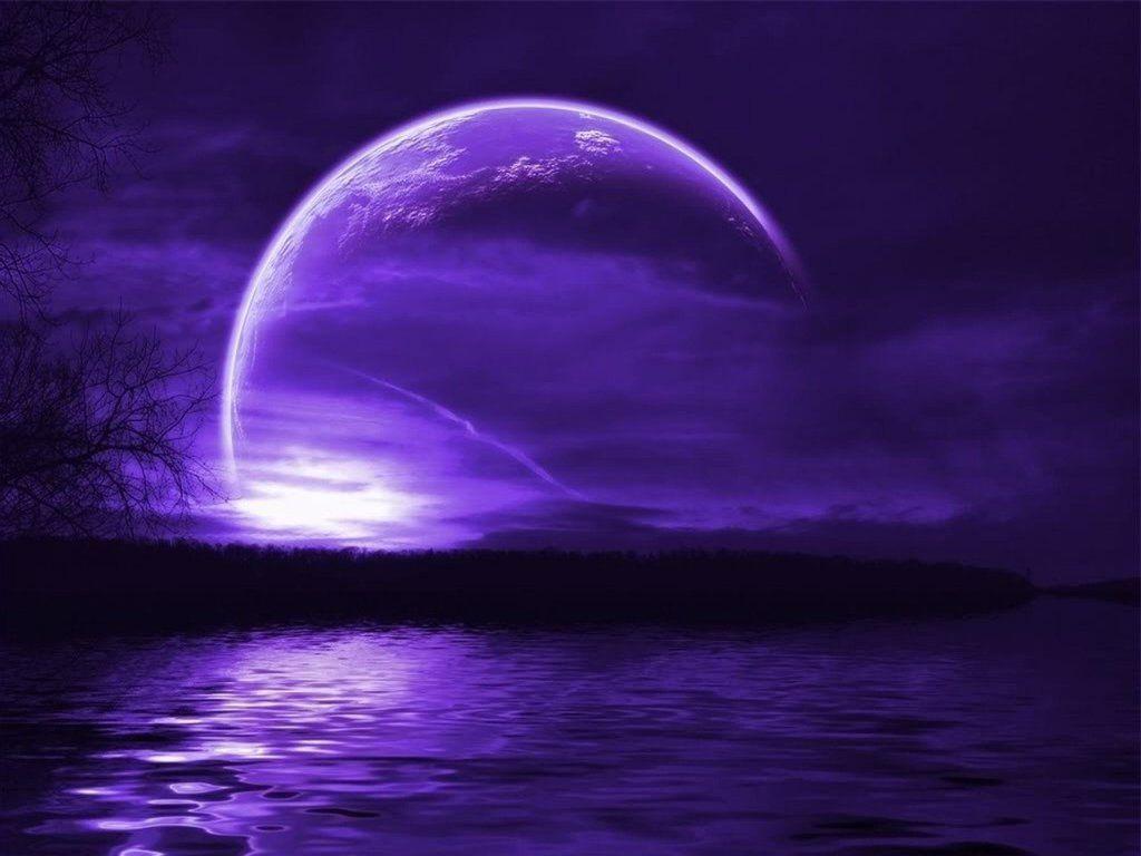 1024x768 Purple Moon Wallpaper