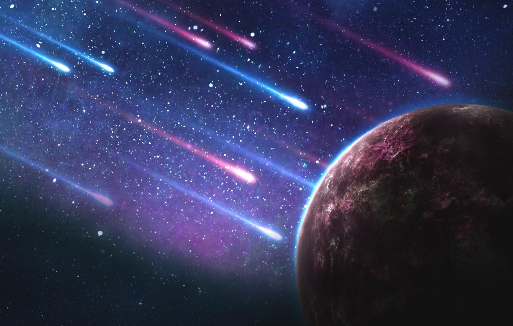 1650x1050 Download 1650x1050 Meteorites, Planet, Stars, Galaxy Wallpaper
