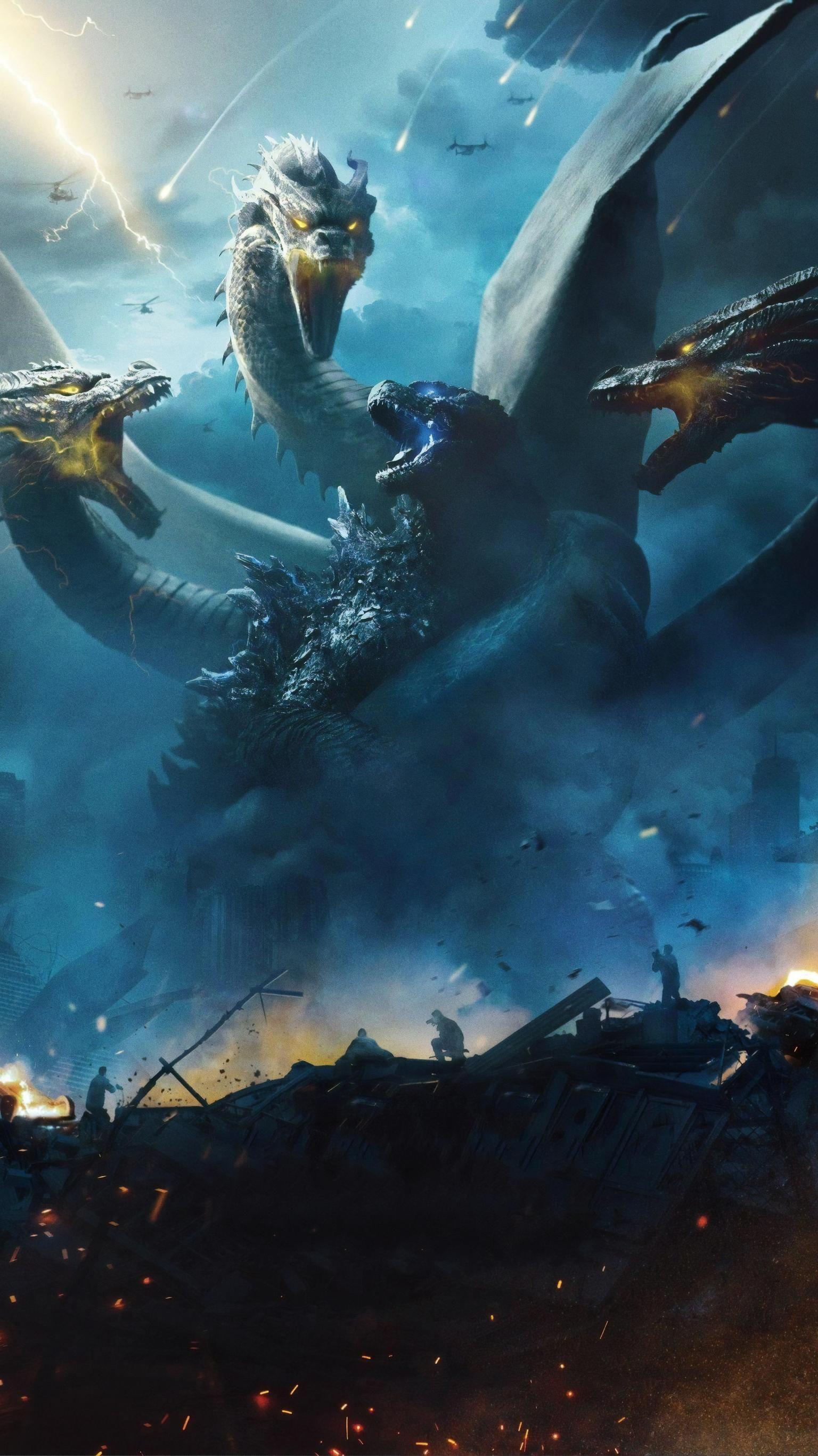 1536x2732 Godzilla: King of the Monsters (2019) Phone Wallpaper. Moviemania. Godzilla wallpaper, Godzilla vs king ghidorah, All godzilla monsters
