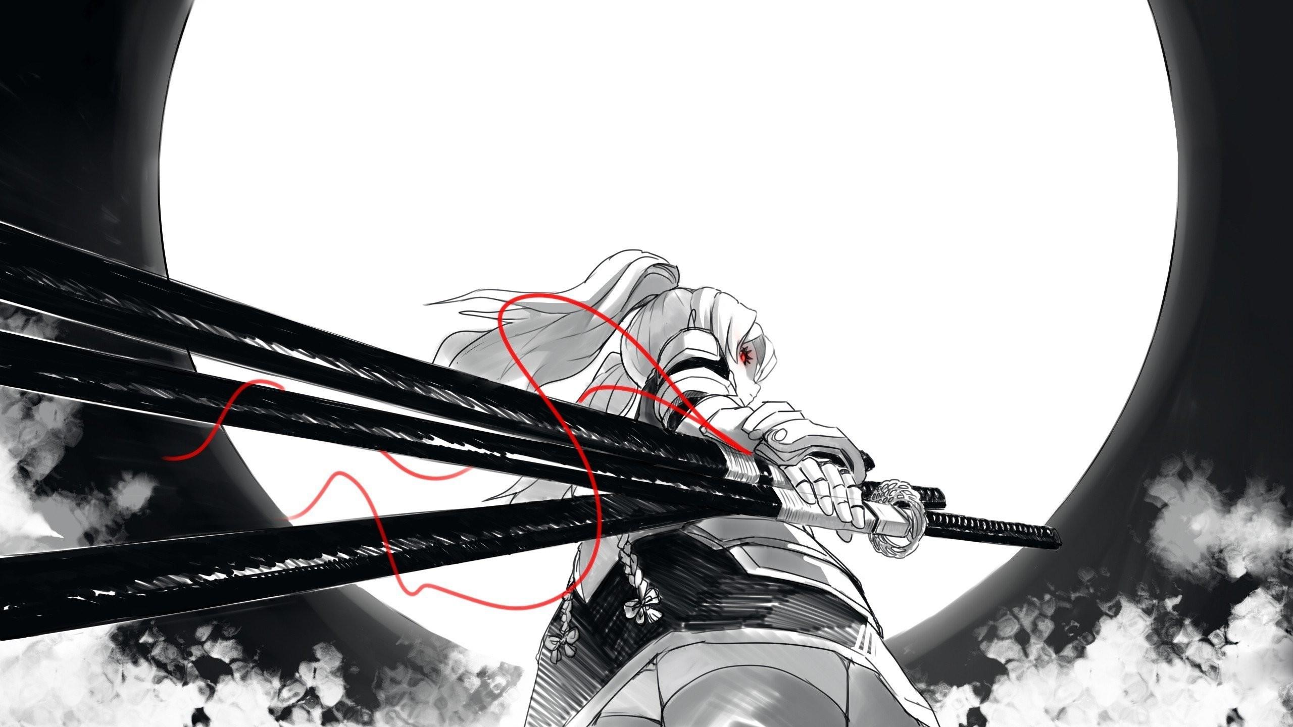 2560x1440 Anime Samurai Girl