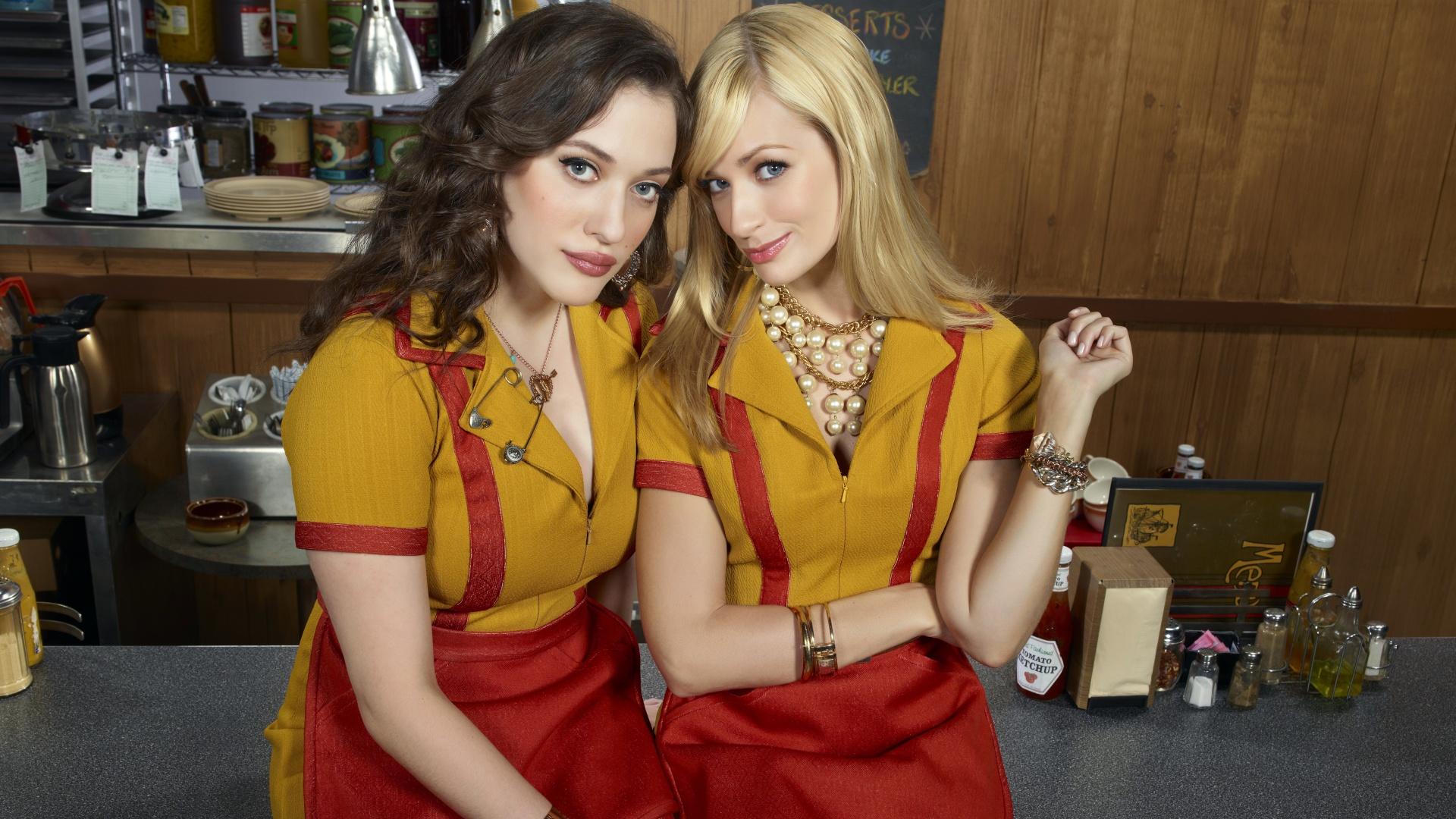 1920x1080 Full HD Wallpaper 2 broke girls kat dennings beth behrs cute, Desktop Background HD 1080p