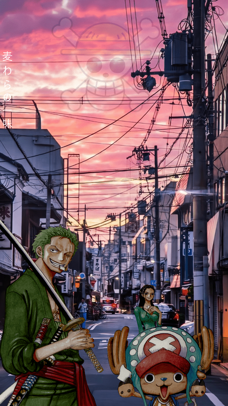 750x1335 One Piece Street. Manga anime one piece, Zoro wallpaper, Hypebeast wallpaper