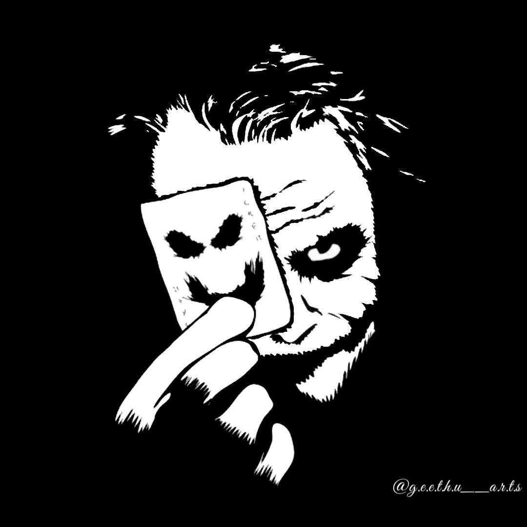 1080x1080 Nghệ thuật kỹ thuật số.  Bản vẽ nghệ thuật đen trắng, nghệ thuật Joker, bản vẽ Joker