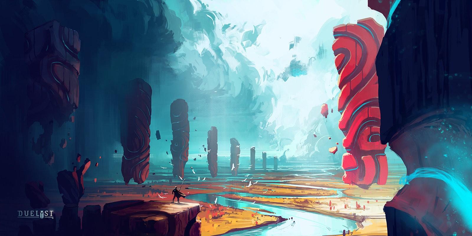 1600x800 Anime Fantasy Landscape Wallpaper Desktop Background Art Wallpaper Phone