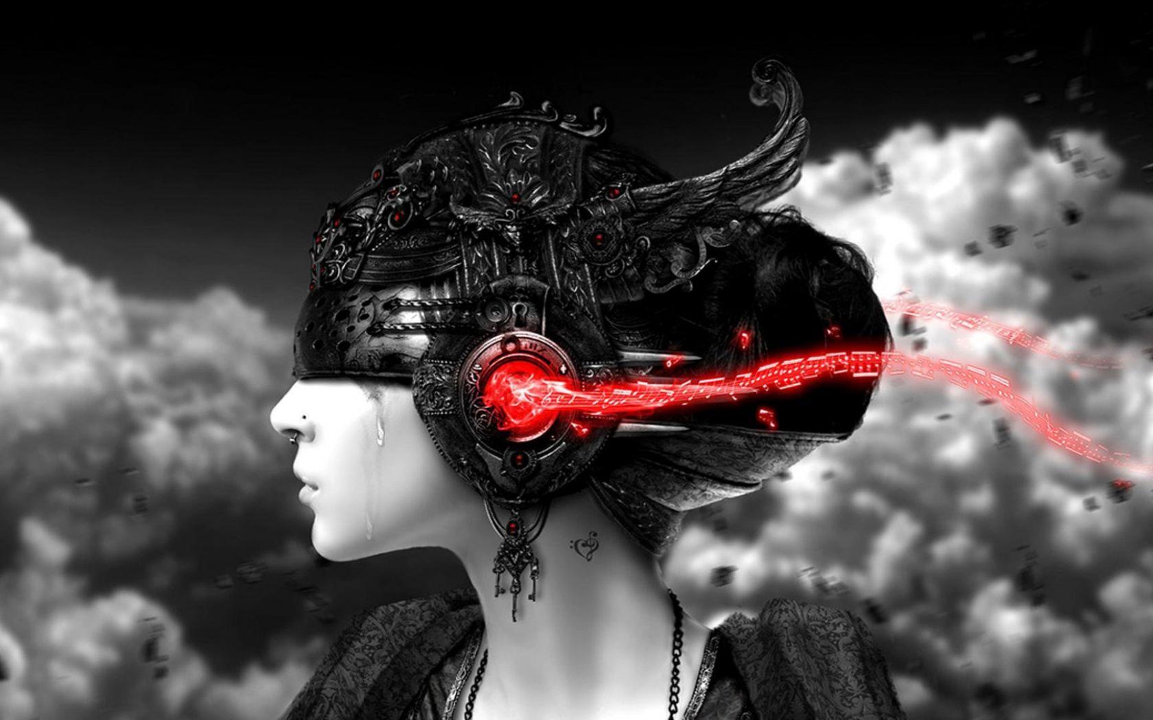 1680x1050 Free download Woman Headphones Cloud Digital Crying girl listening to [3840x2160] for your Desktop, Mobile & Tablet. Explore Crying Wallpaper. Kim Kardashian Crying Wallpaper, Crying Wallpaper Love, Crying Angel Wallpaper