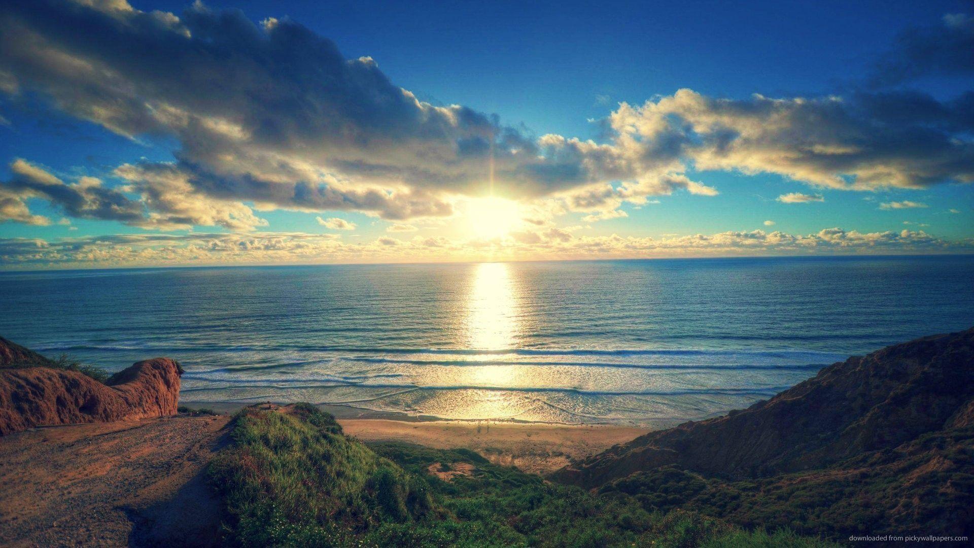 1920x1080 Sunrise Beach Wallpaper. Beach wallpaper, Ocean wallpaper, Sunrise beach