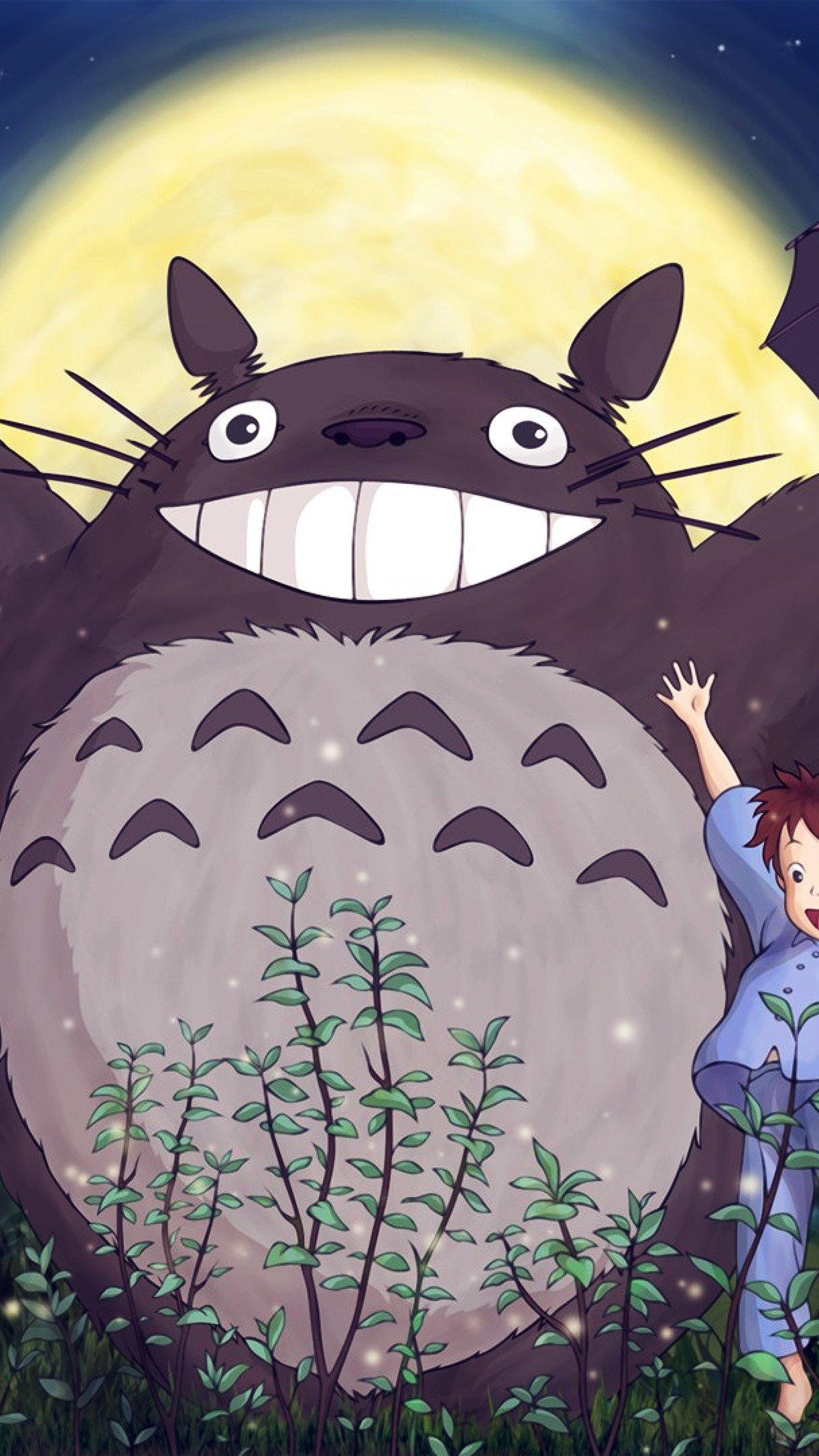 1242x2208 Totoro Forest Anime Cute Illustration Art Blue Android Wallpaper iPhone Xs Max